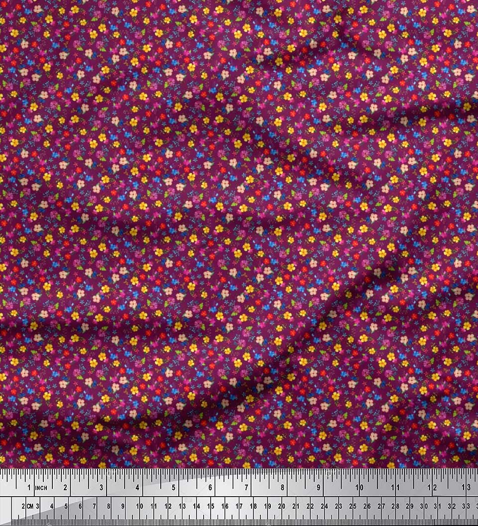 Soimoi 100% Cotton Jersey Pink Fabric by The Yard - 58 Inch Wide - Leaves & Floral Printed Fabric for DIY Clothing, Dresses, Quilting & Home Decor Projects