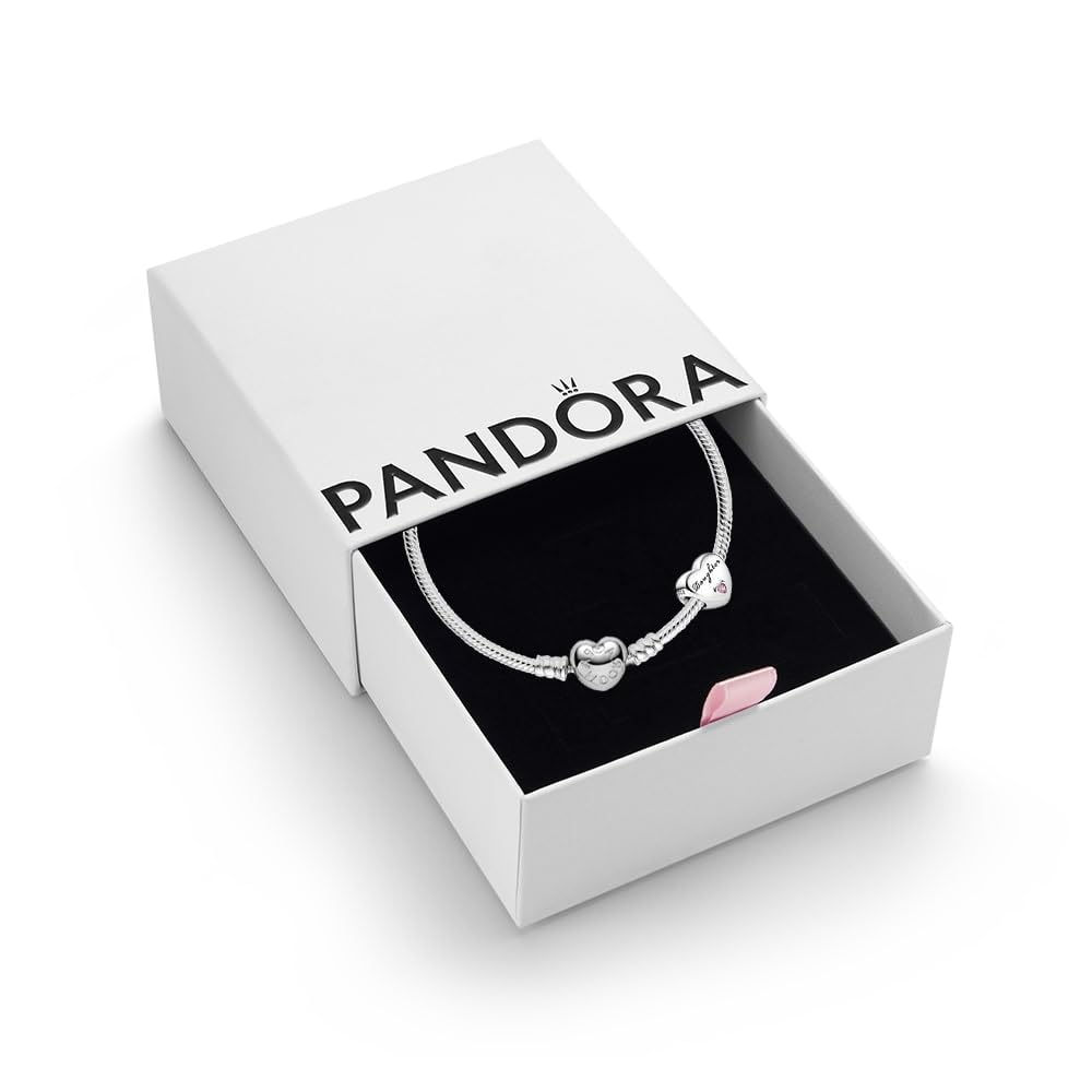 PANDORA Daughter's Love Charm Bracelet Set - Sterling Silver Women's Jewelry with Cubic Zirconia & Heart Clasp Snake Chain - Gift Box Included - Perfect for Birthdays, Anniversaries and Mother's Day Gifts