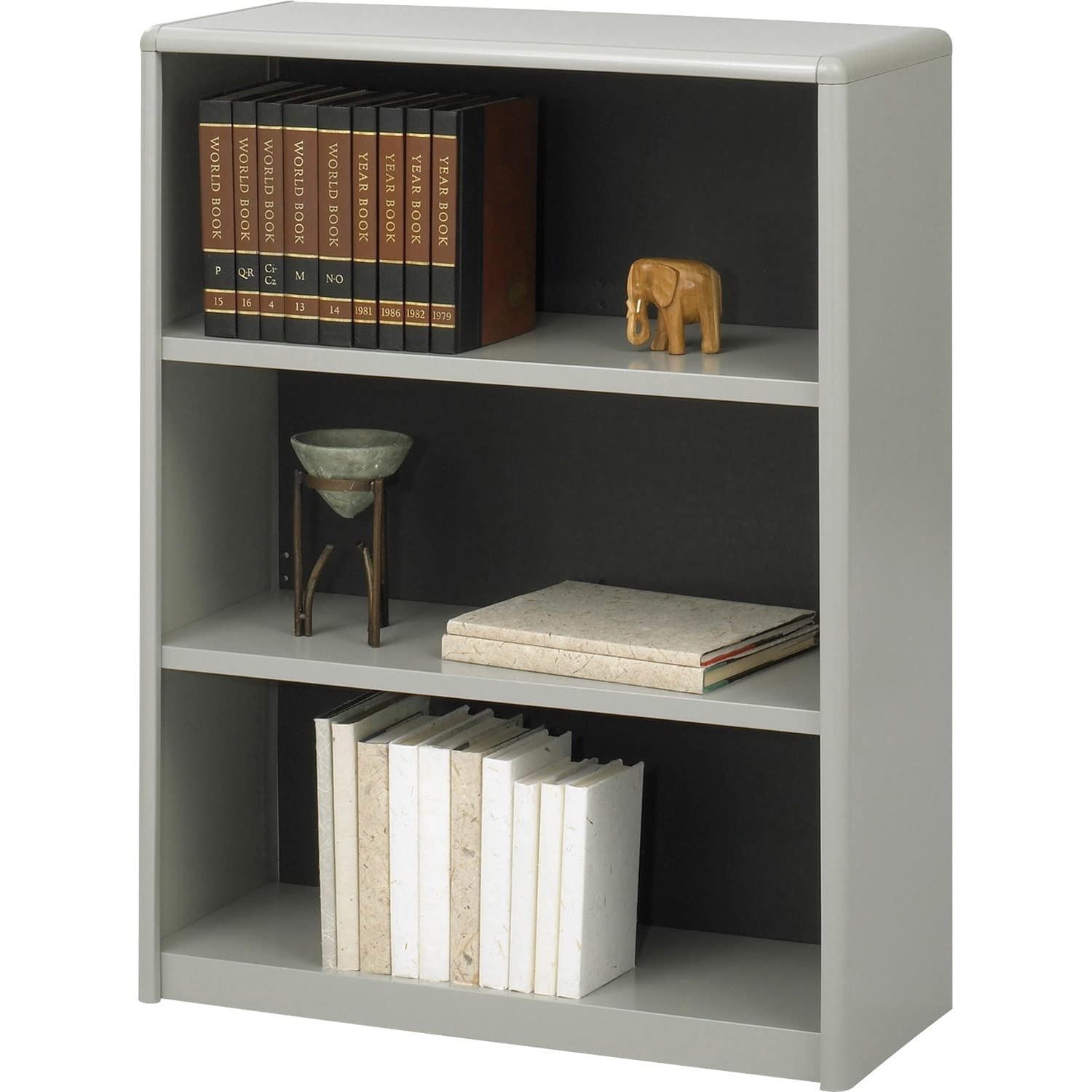 3-Shelf Bookcase in Gray - Modern Wooden Storage Shelf for Living Room, Bedroom, or Office Organization