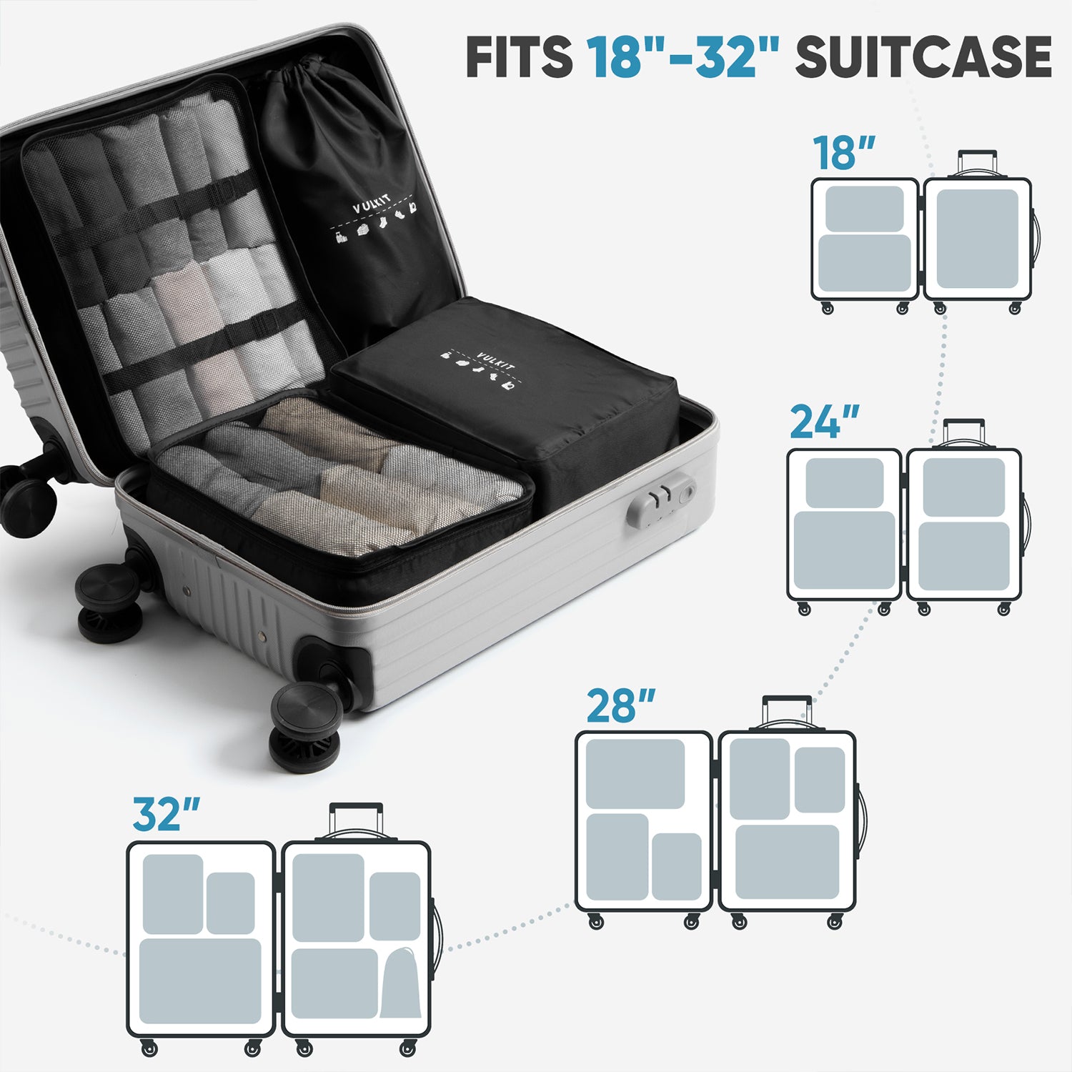 7PCS Waterproof Travel Packing Cubes Set - Luggage Organizers for Suitcase & Backpack | Perfect for Business Trips, Vacations & Camping Gear Organization
