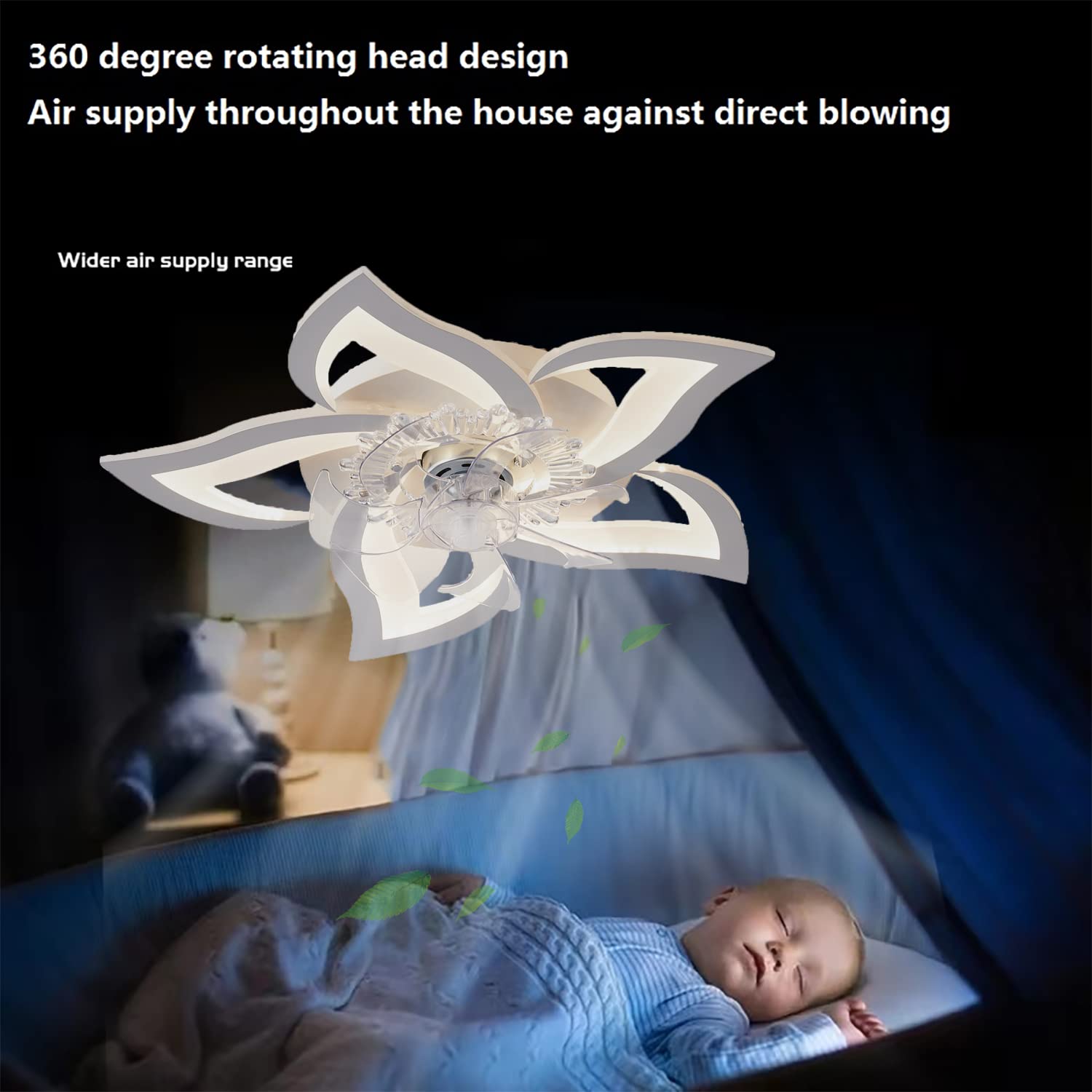 Becailyer 27-inch Modern Ceiling Fan with LED Lights - 50W Dimmable Flower Design Flush Mount Fan Light, 3 Color Temperatures & 6 Speed Settings - Perfect for Living Room, Bedroom, Office, and Indoor Spaces