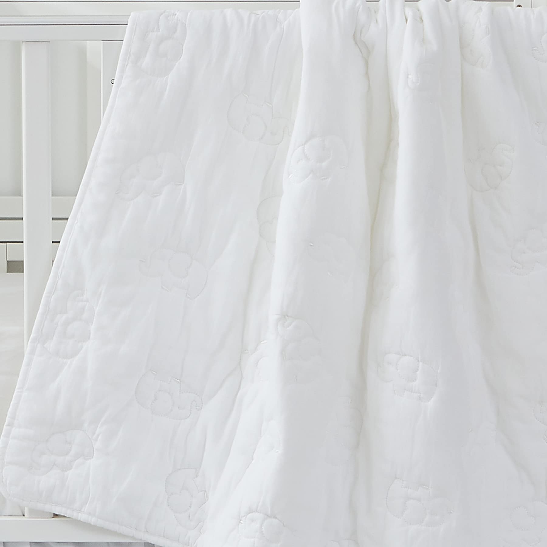 Brandream Unisex Bohemian Baby Crib Bedding Set - 6 Piece Cotton Nursery Set with Elephant Embroidery in White - Perfect for Farmhouse Chic & Gender Neutral Nursery Decor
