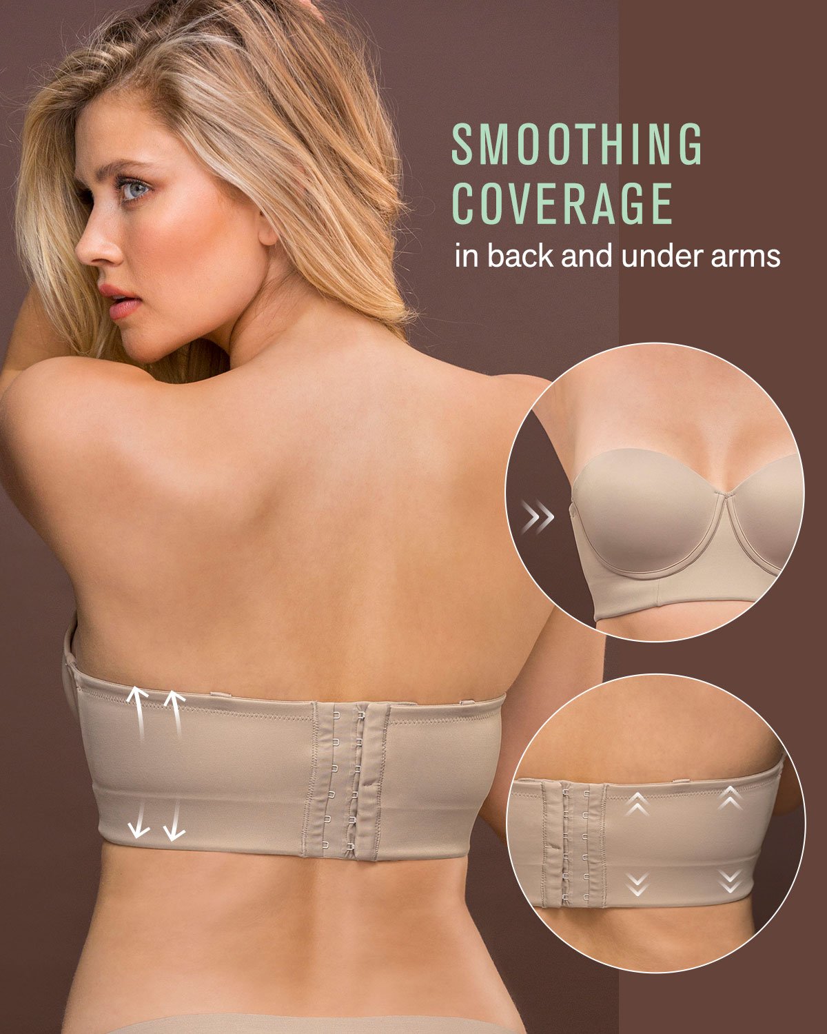 360° Contouring Strapless Longline Balconet Bra - Seamless Lift & Support for Evening Gowns, Wedding Dresses & Special Occasions