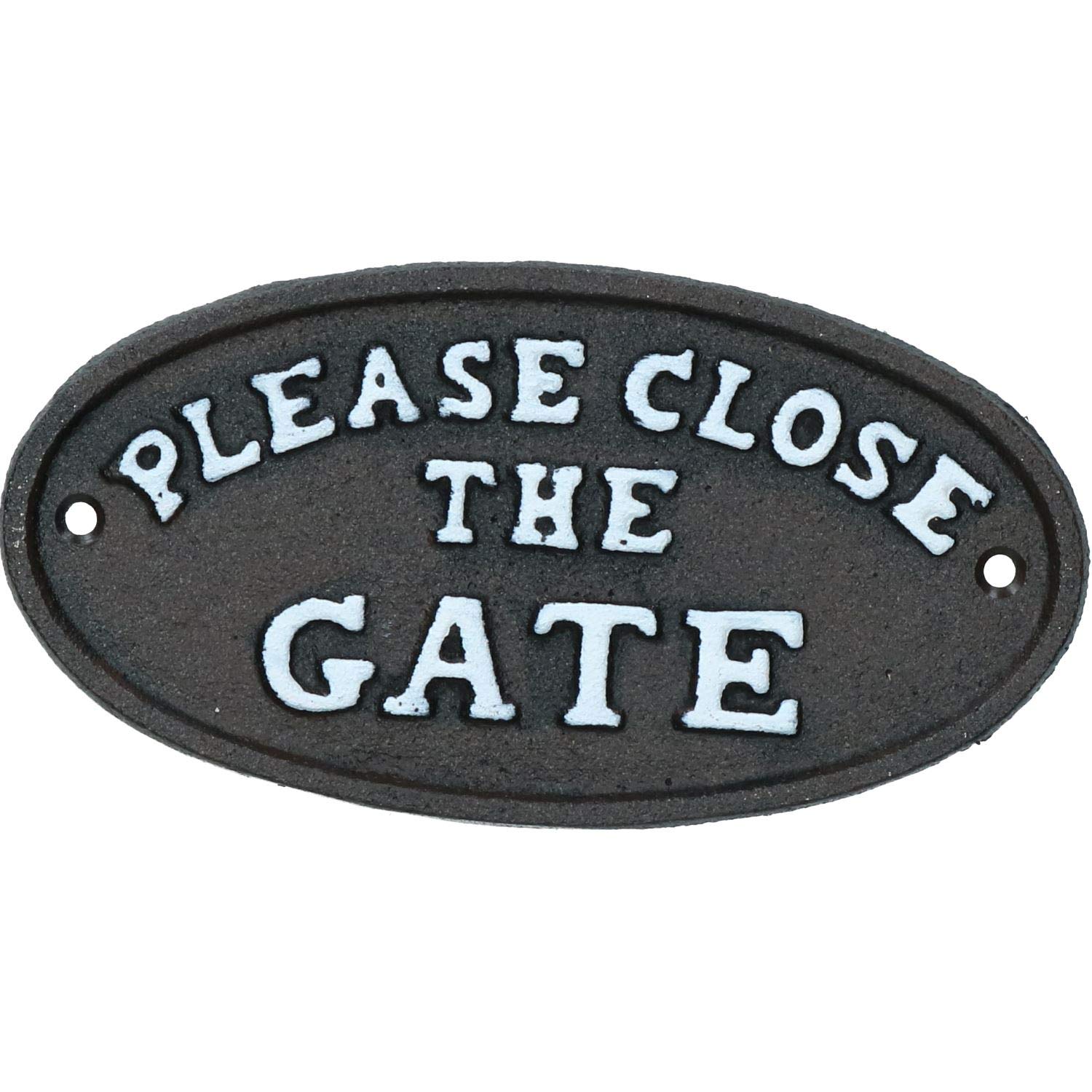 AB Tools 'Please Close The Gate' Black Cast Iron Sign Plaque - Vintage Style Door & Wall Decor for House, Garden, Fence - Perfect for Farmhouse, Cottage & Outdoor Entryway Decor
