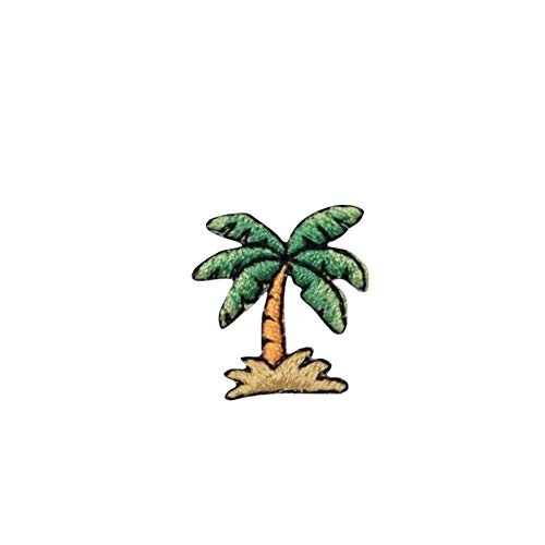 Small Mini Palm Tree Embroidered Iron On Patch - DIY Sewing Applique for Jackets, Hats, Bags & Clothing Customization