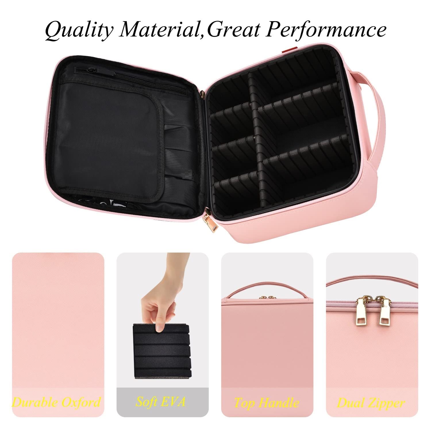 GOCART with G Logo Nylon Cosmetic Bag - Travel Makeup Organizer for Women, Waterproof Toiletry Pouch for Makeup Brushes & Skincare (Perfect for Vacation, Gym, Business Trips)