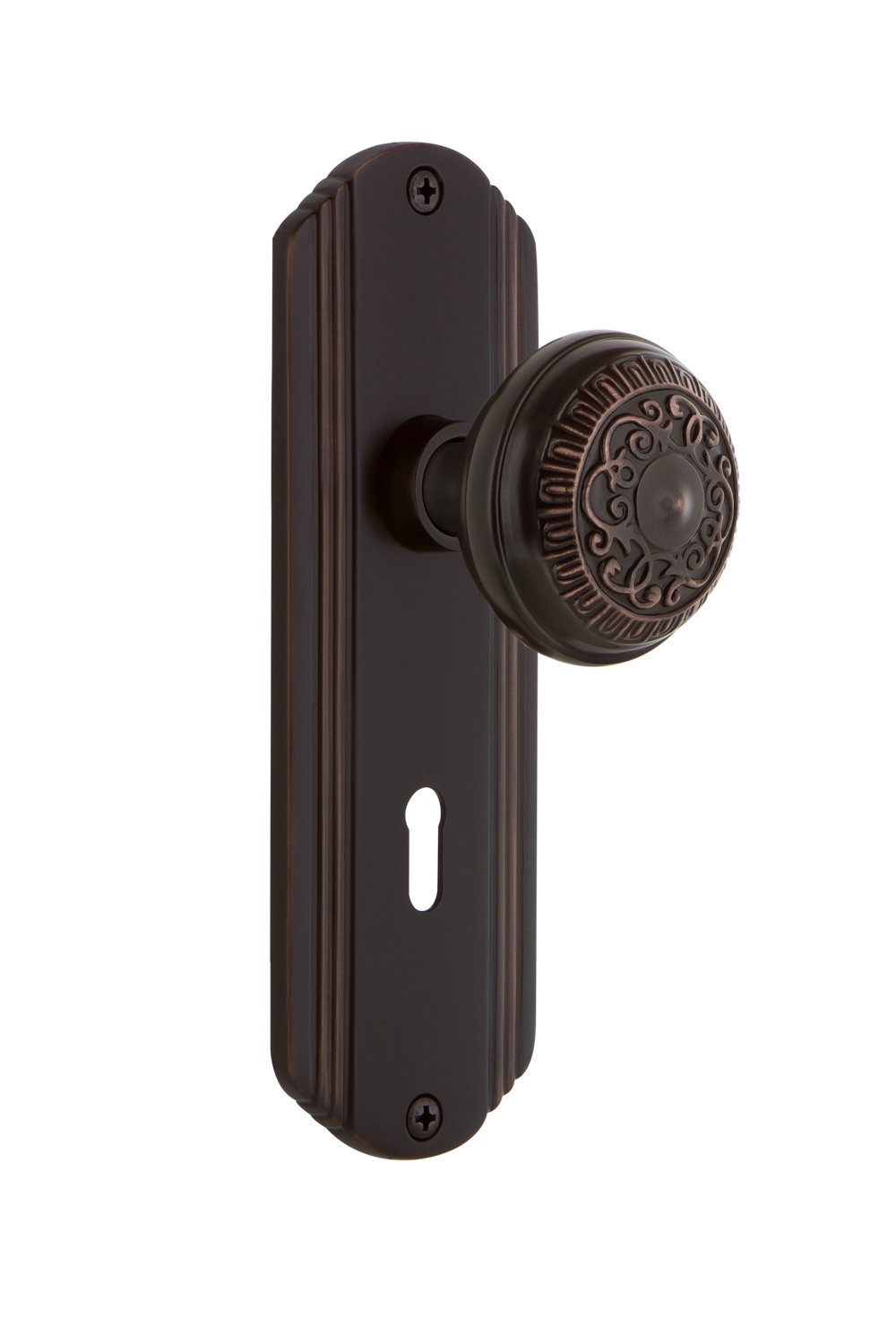 Vintage Deco Plate Interior Mortise Egg & Dart Door Knob in Timeless Bronze - Classic Hardware for Victorian Homes, Antique Doors & Restoration Projects