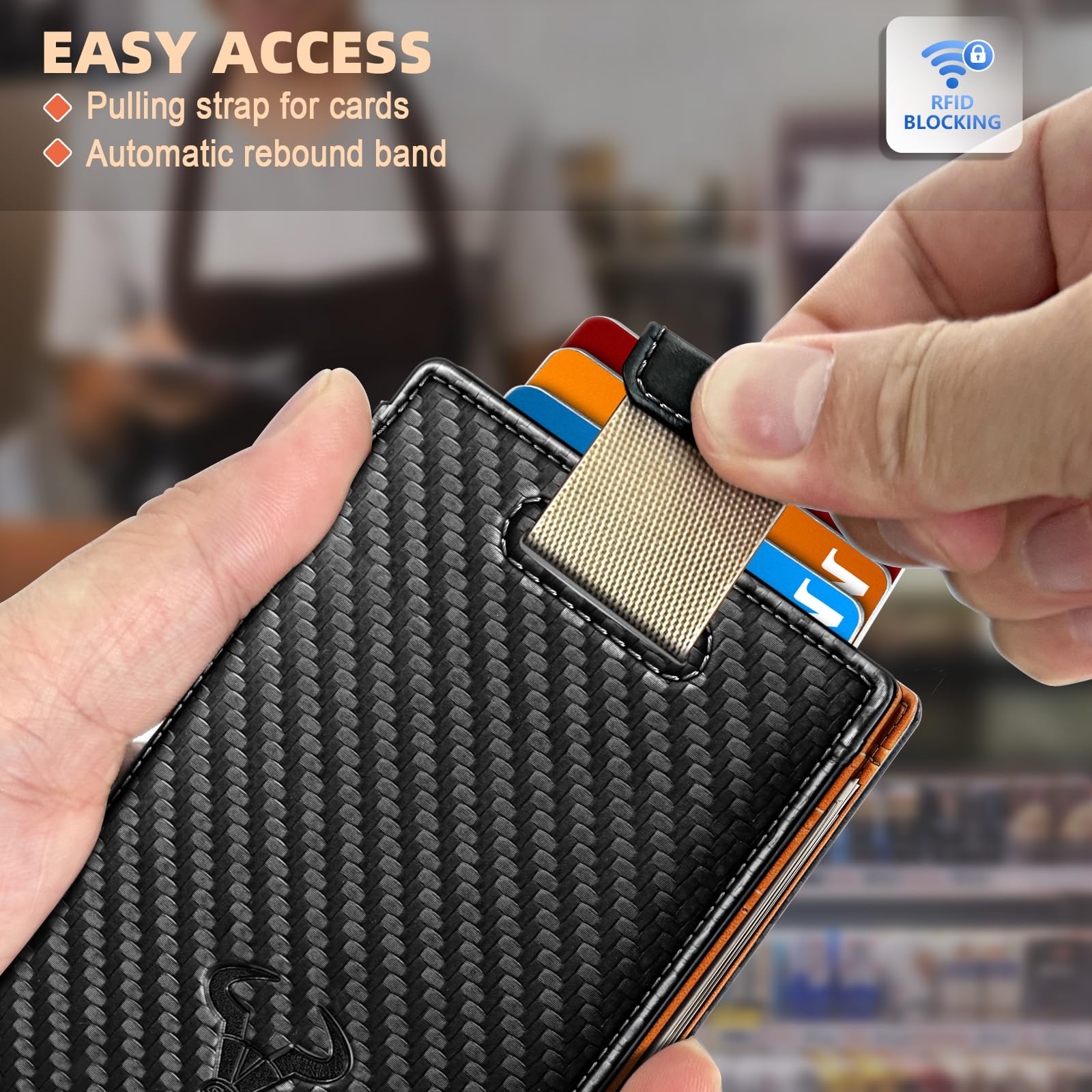 BULLIANT Men's Slim RFID Blocking Wallet with AirTag Slot - Front Pocket Money Clip Wallet Holds 11 Cards - Perfect Gift for Men (Office, Travel, Everyday Carry)
