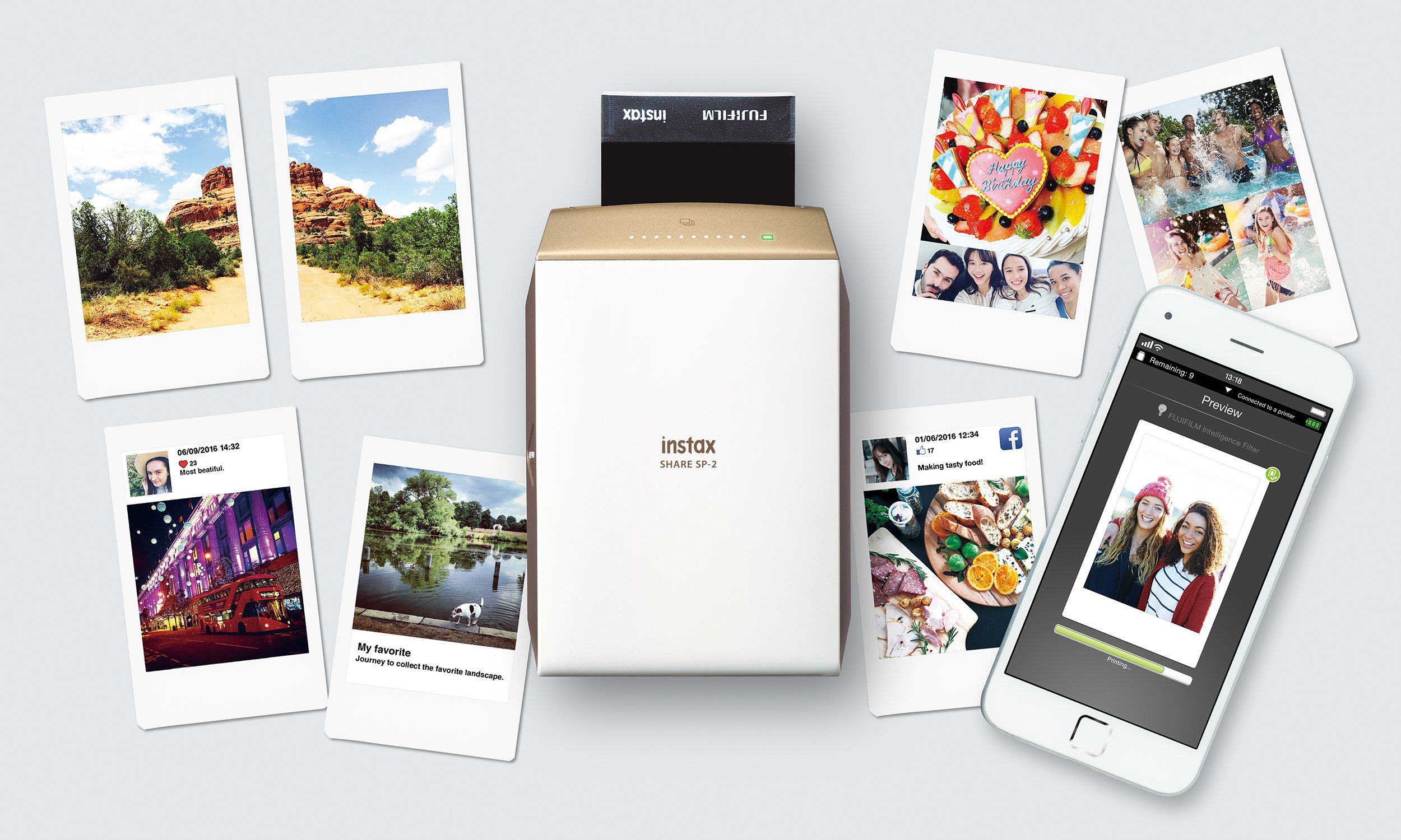 Fujifilm INSTAX SHARE SP-2 Smartphone Instant Photo Printer (Gold) - Renewed | Print Memories from Phone for Parties, Travel & Scrapbooking
