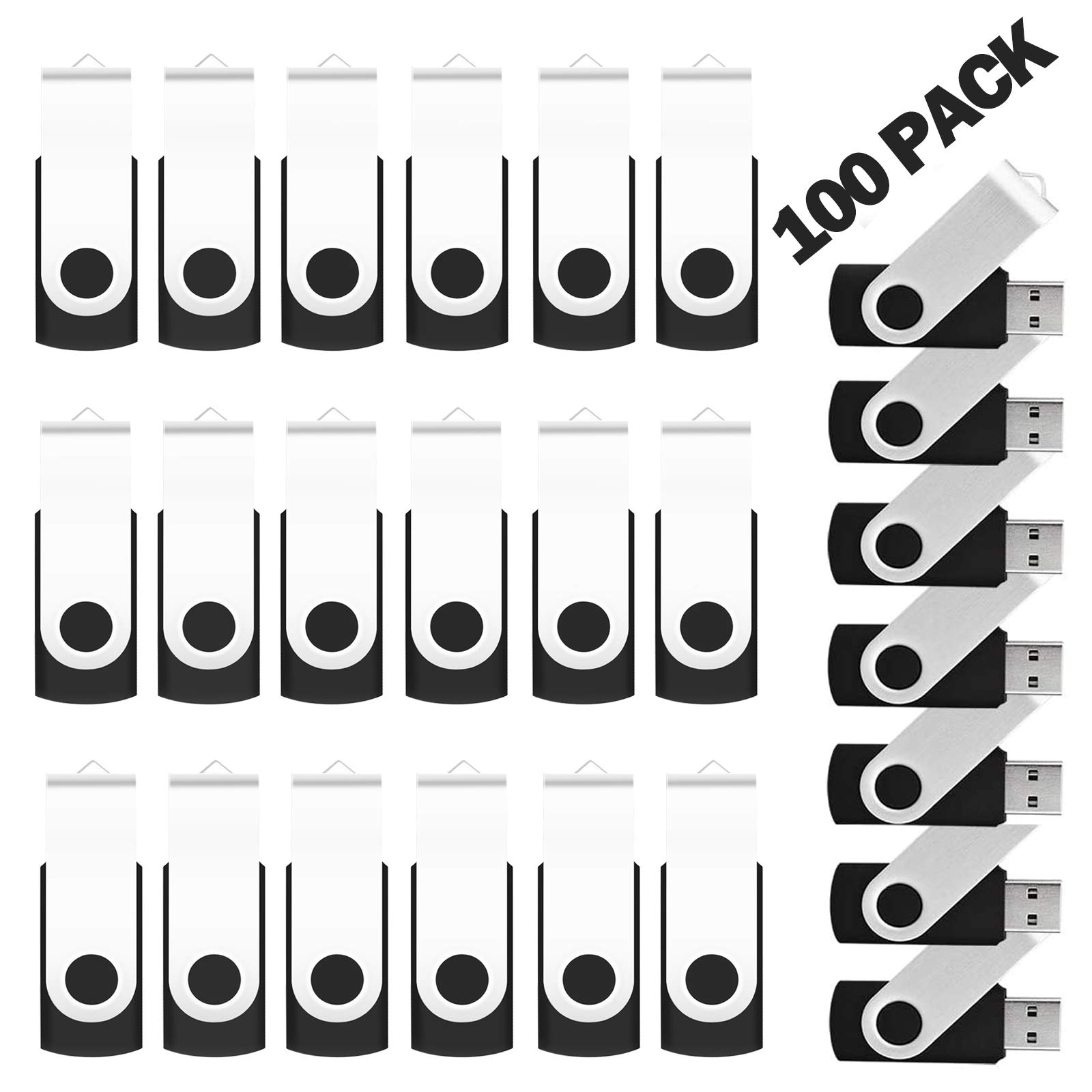 1GB Bulk USB Flash Drives 100 Pack - EASTBULL USB 2.0 Thumb Drives for Business, School & Events - Portable Data Storage (Black) - Perfect for Promotions, Giveaways & Bulk File Transfers