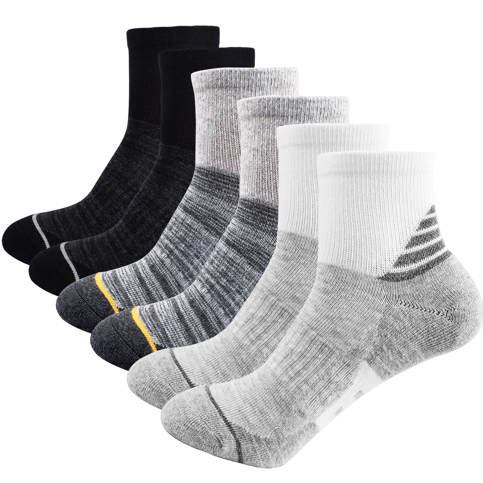 J.WMEET Women's Athletic Ankle Socks - 6 Pack Cushioned Running Socks for Hiking, Sports & Workout - Breathable Cotton Performance Socks for Gym, Jogging & Outdoor Activities