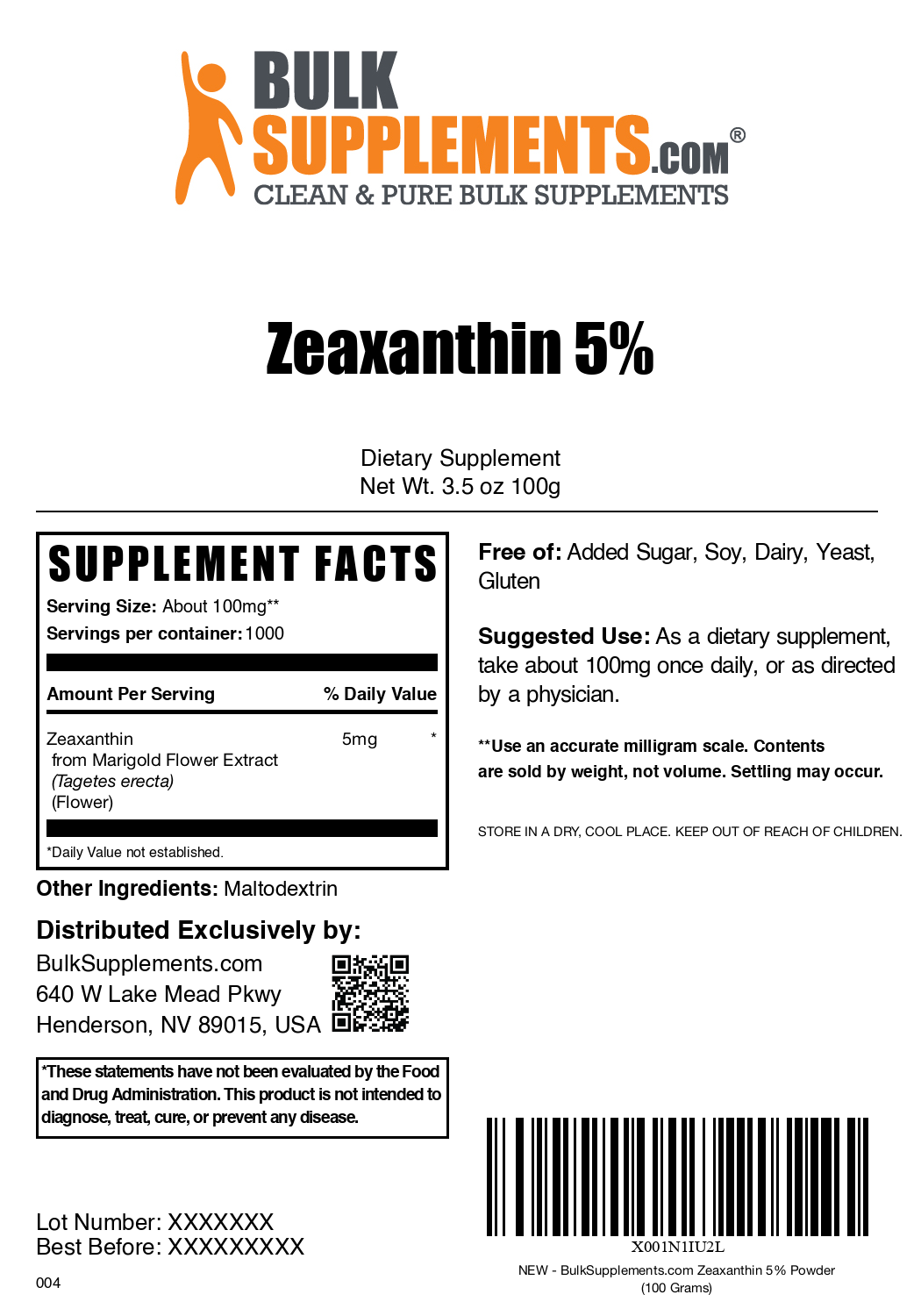 Premium Zeaxanthin 5% Powder - Natural Eye Health Supplement for Vision Support | Antioxidant-Rich Formula for Macular Protection & Blue Light Defense - Perfect for Daily Wellness & Digital Screen Users