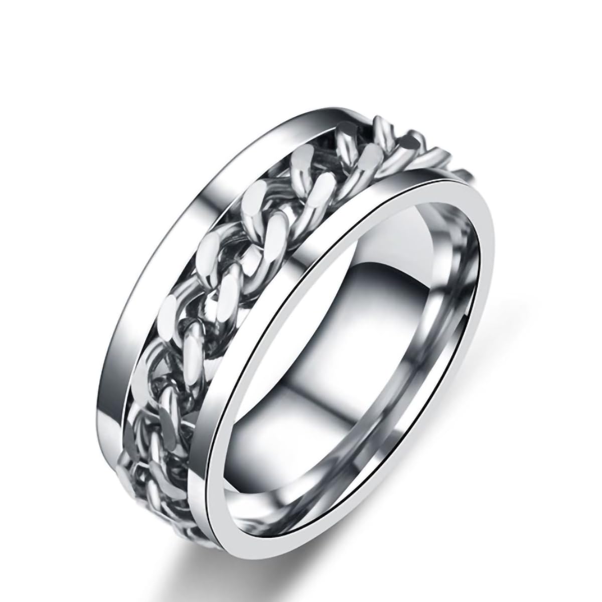 Titanium Steel Wedding Band Ring for Men & Women - 6mm Wide Tire Tread Design, Comfort Fit Grooved Style (Size 7-12) with Jewelry Box - Perfect for Anniversary Gifts, Couple Rings & Everyday Wear