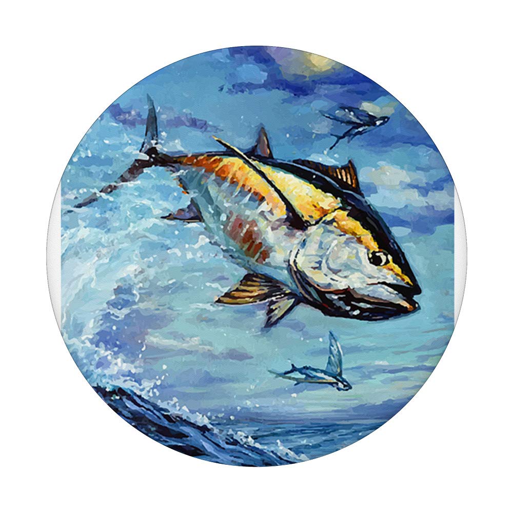Bluefin Tuna Fishing PopSockets Grip & Stand for iPhone, Samsung & Tablets - Deep Sea Fish Design Phone Holder for Fishing Enthusiasts & Marine Lovers
