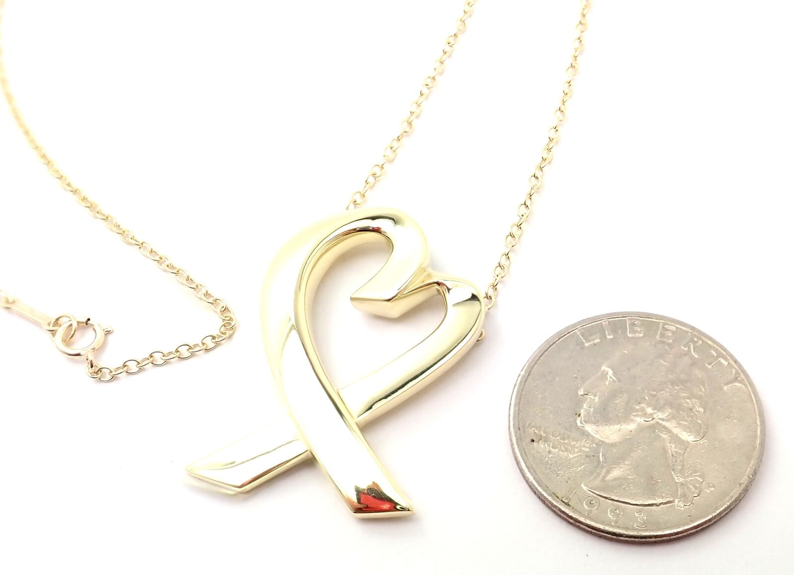 Authentic Tiffany & Co Picasso 18k Yellow Gold Large Heart Pendant Necklace for Women - Elegant Jewelry Gift for Valentine's Day, Anniversary & Special Occasions