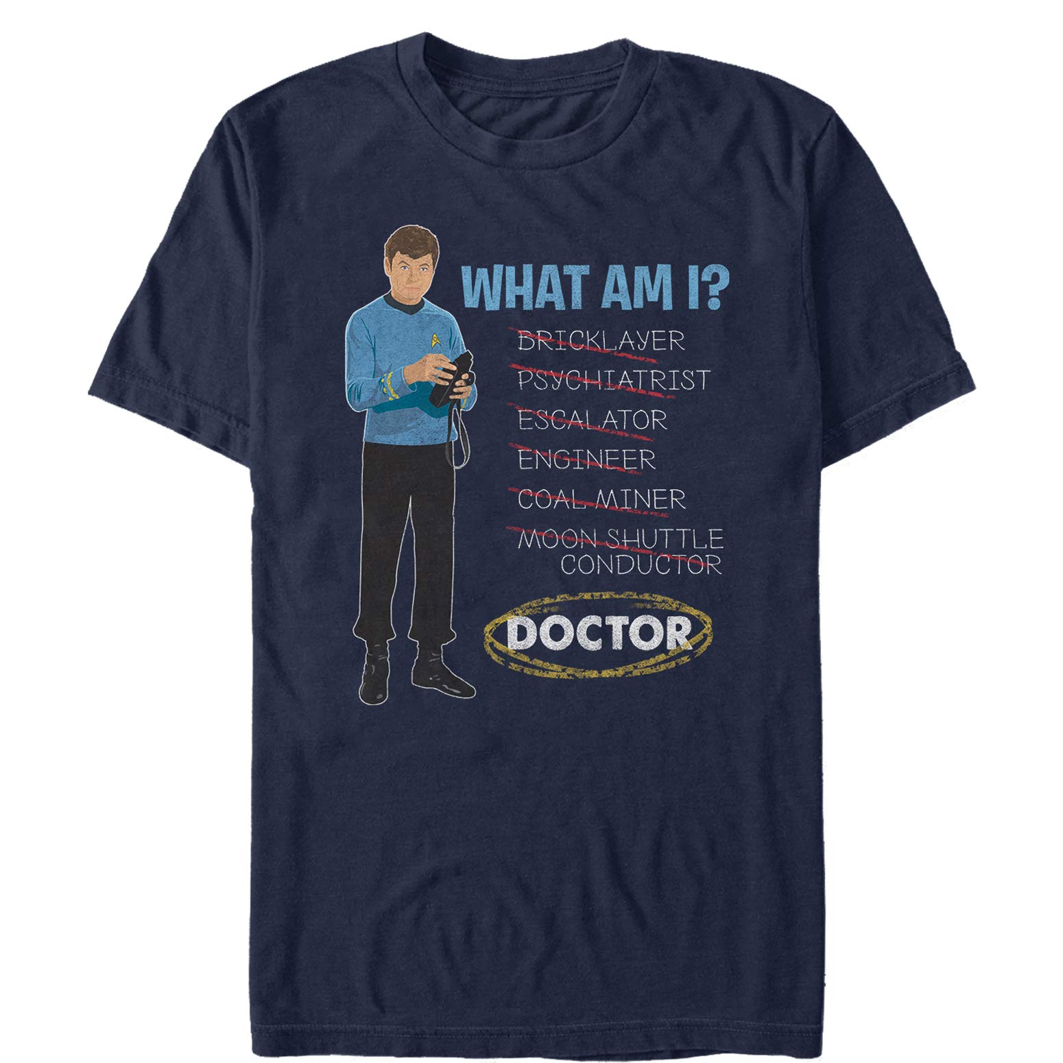 Men's Star Trek: The Original Series Bones 'What Am I...Doctor' Graphic T-Shirt | Vintage Sci-Fi TV Show Merchandise | Perfect for Cosplay, Conventions & Trekkie Fans