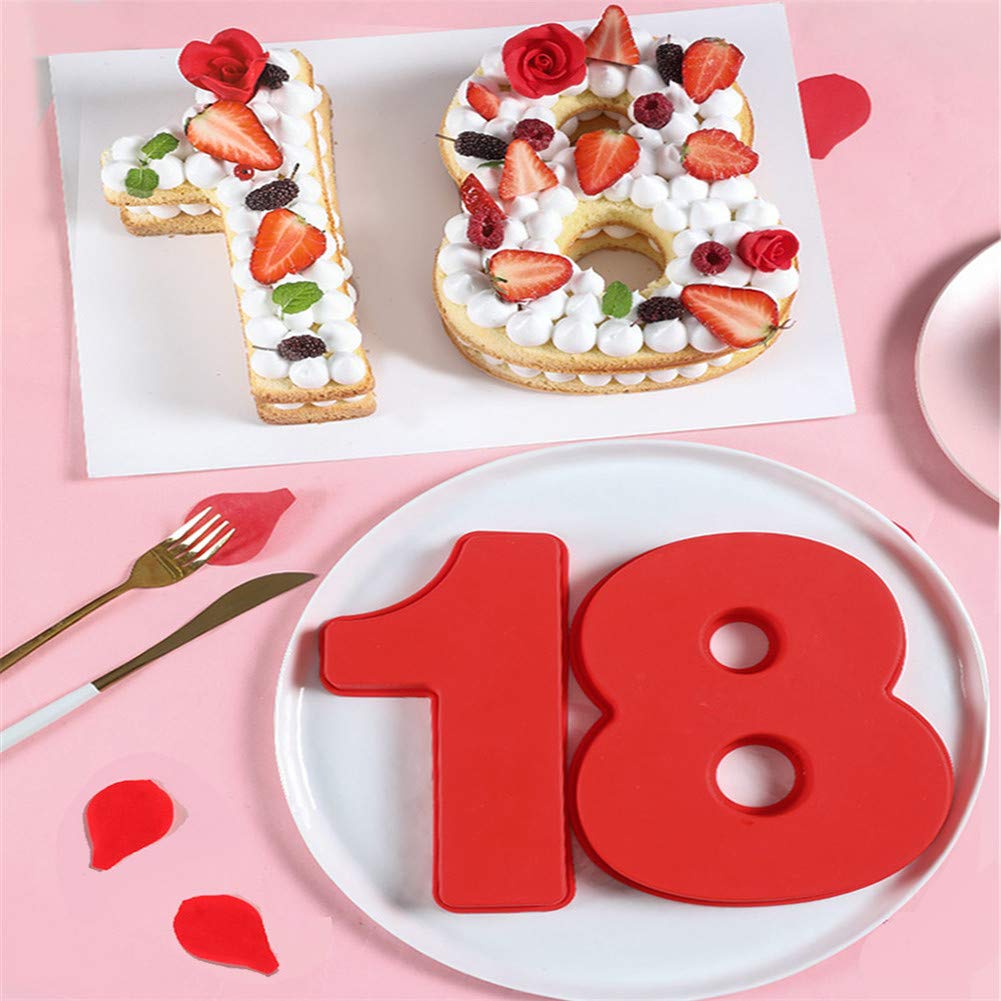 0-8 Number Silicone Baking Cake Pans Set - DIY Cake Mold for Bread, Mousse & Jelly - Perfect for Birthday, Wedding, Anniversary Celebrations - Non-Stick & Reusable Baking Supplies for Home Bakers
