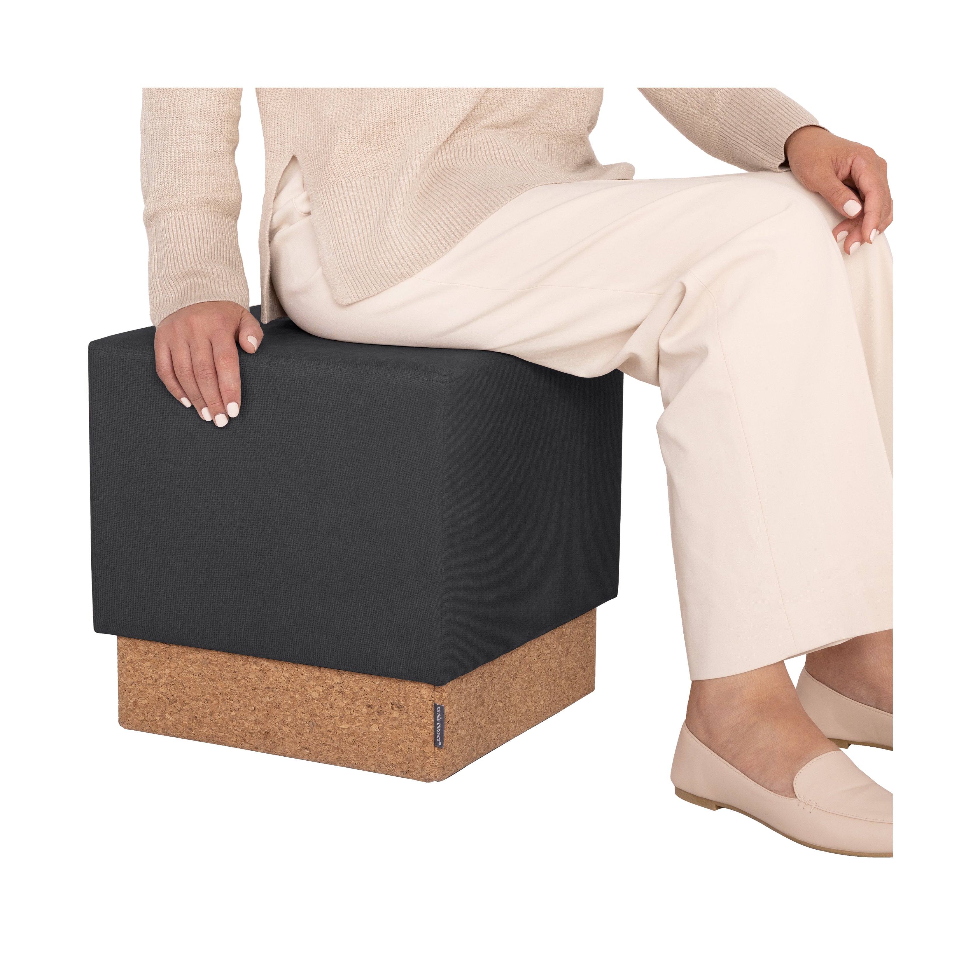 The Vineyard Collection™ Cork Storage Ottoman - Stylish & Functional Footrest with Hidden Storage - Perfect for Living Room, Bedroom, or Home Office