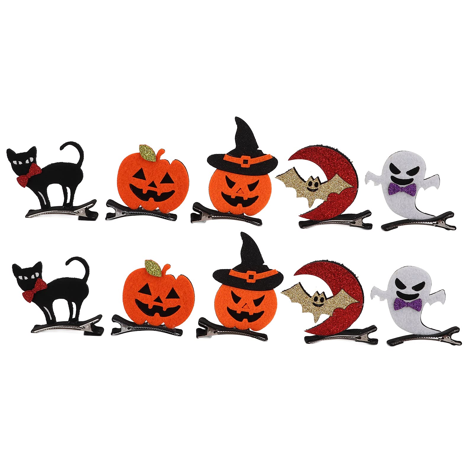 10PCS Halloween Hair Clips for Girls - Bat, Pumpkin, Ghost, Cat & Witch Hat Alligator Barrettes - Cute Costume Accessories for Kids, Women & Cosplay - Perfect for Halloween Parties, School Events & Trick-or-Treating