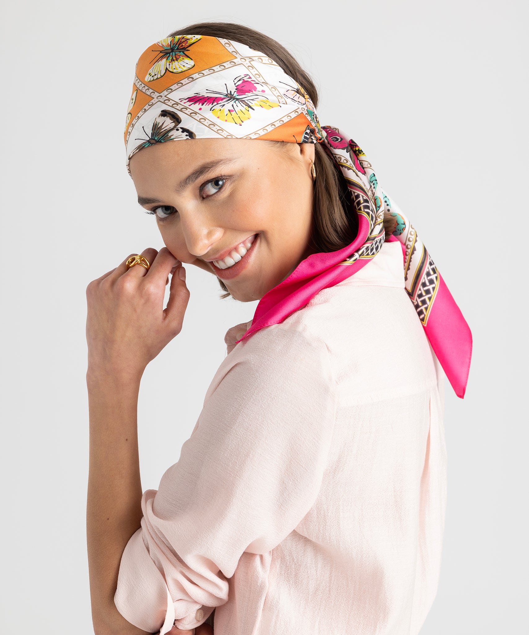 Elegant Butterfly Print Silk Square Scarf - Lightweight Fashion Accessory for Women - Perfect for Neckwear, Hair Accessory, Handbag Decoration & Gift Giving