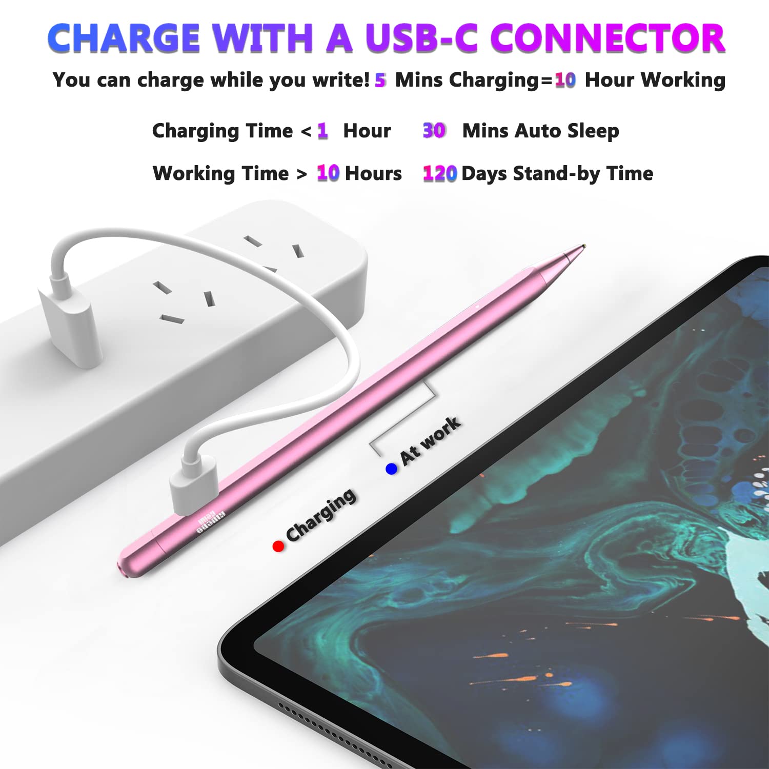 Premium Stylus Pen for iPad & iPhone - Pink, Active Pencil with Palm Rejection & Precision Tip for Drawing, Note-Taking & Digital Art - Perfect for Students, Artists & Professionals