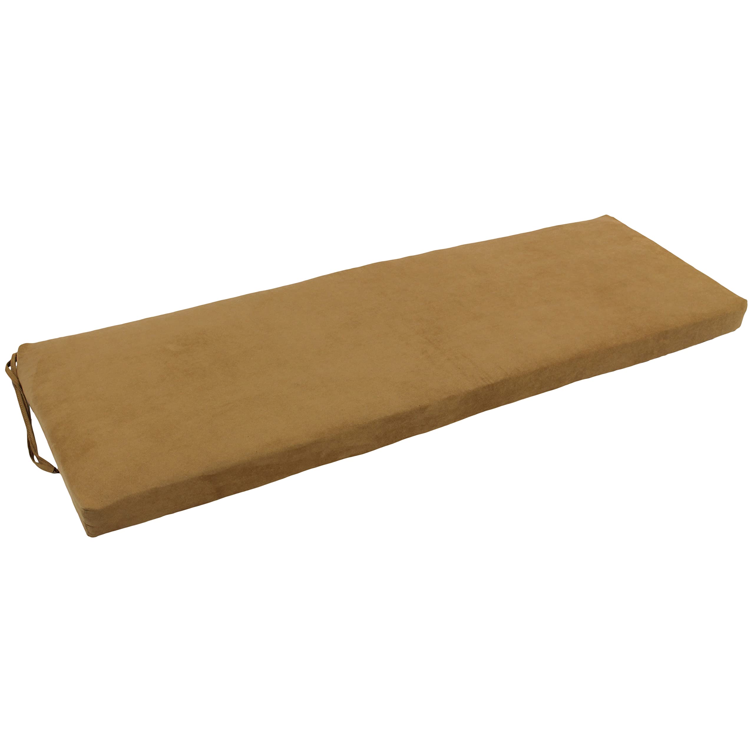 Blazing Needles Microsuede Bench Cushion 57x19 Inches - Soft Camel Brown Seat Pad for Indoor & Outdoor Furniture - Perfect for Patio, Deck, Garden, or Entryway Bench