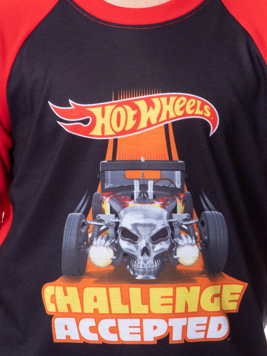 Hot Wheels Boys' Pajama Set - Challenge Accepted Raglan Sleepwear | Soft Cotton PJs for Kids | Perfect for Bedtime, Sleepovers & Playtime