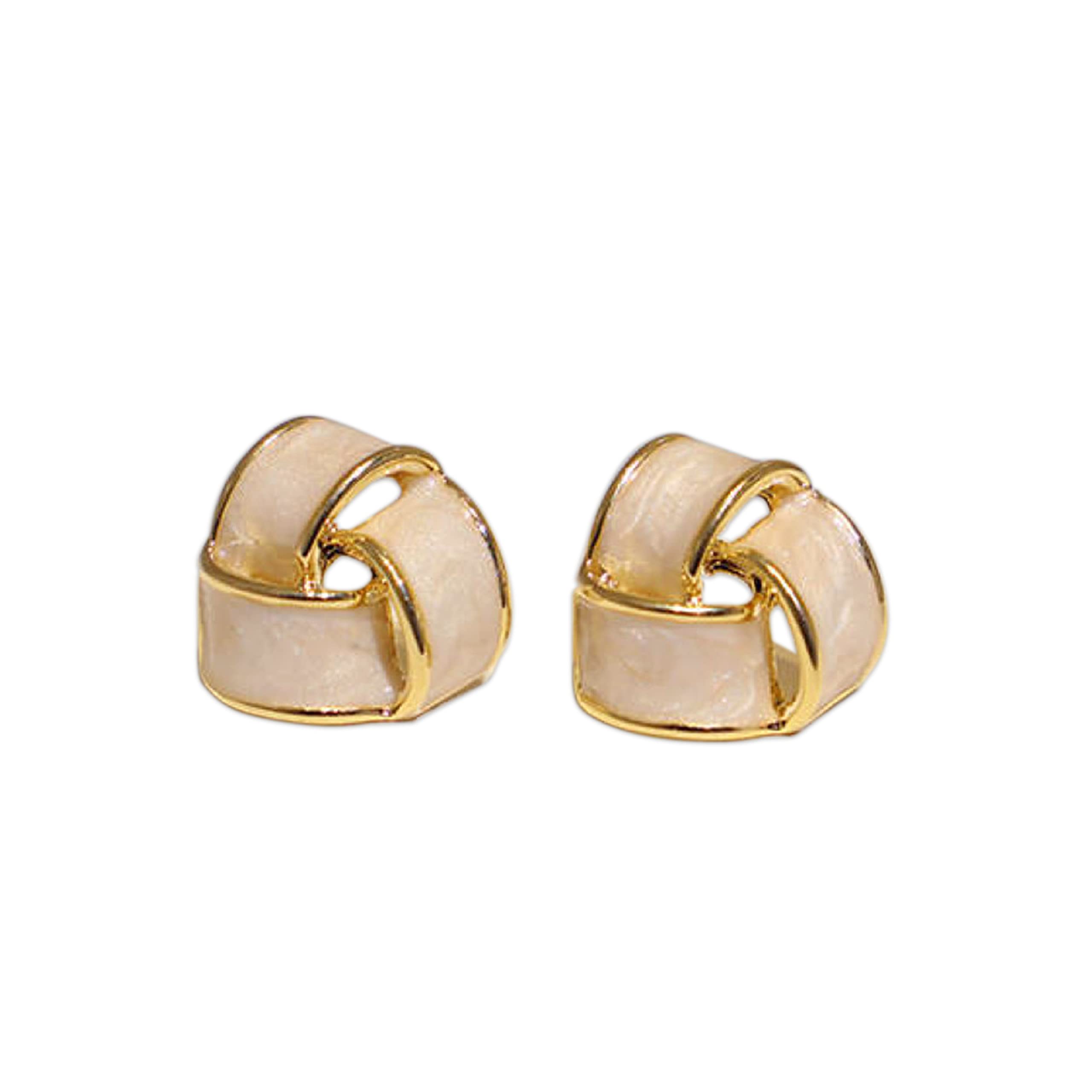 18k Gold Plated Geometric Stud Earrings for Women - Hypoallergenic Lightweight White Gold Tone Ear Studs - Perfect for Everyday Wear, Office & Special Occasions