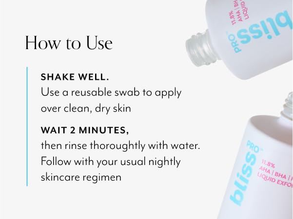 BlissPro™ Liquid Exfoliant & Pore Vanish Toner Set (2pc) - 11.8% AHA BHA PHA Daily Exfoliating Treatment with Niacinamide - For Clear, Smooth Skin - Perfect for Morning & Night Skincare Routine