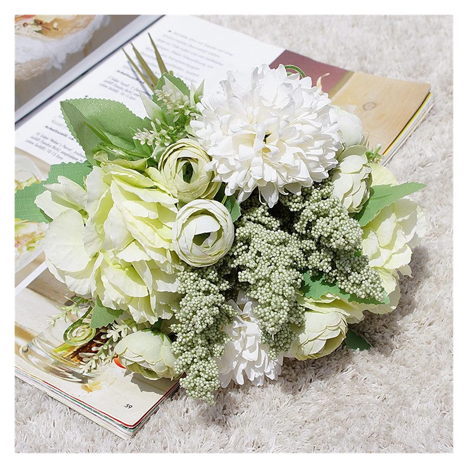 Guangcheng Wedding Bouquet Set - 1 Bundle Artificial Flowers for Bride & Bridesmaids, Home Decor Vase Compatible, Scrapbooking Supplies (5 Colors) | Perfect for Weddings, Bridal Showers, Home Decoration & DIY Crafts