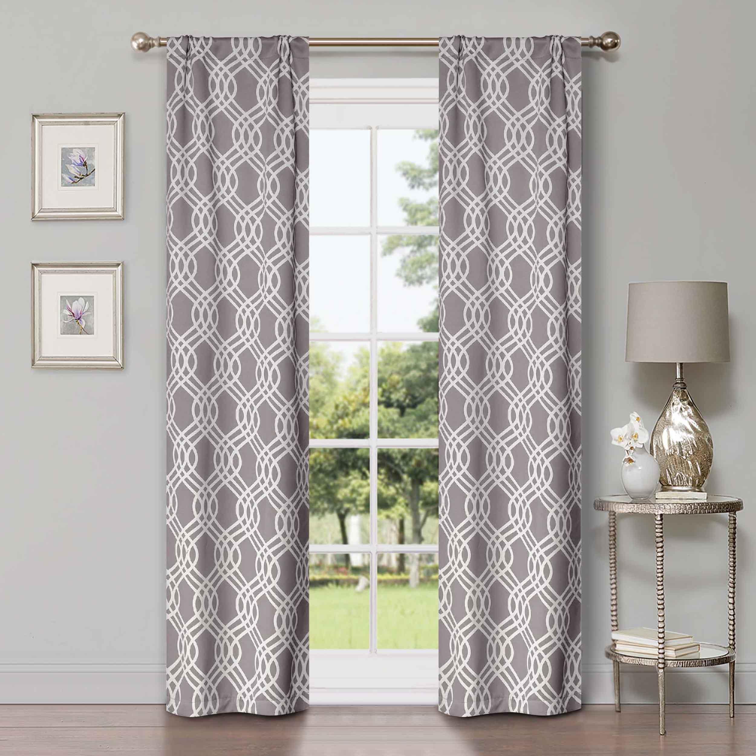 Blackout Curtains for Bedroom - Washable Room Darkening Ribbon Trellis Curtain Panel Set - Perfect for Nursery, Home Theater & Light Sleepers
