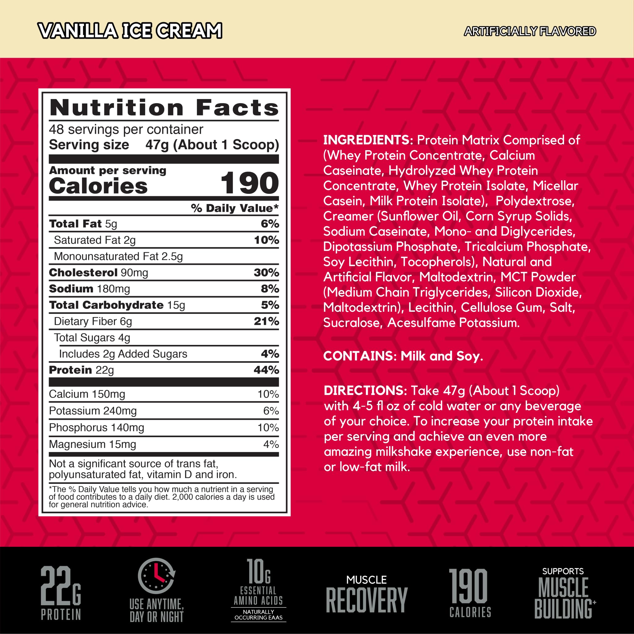 BSN SYNTHA-6 Whey Protein Powder with Micellar Casein & Milk Protein Isolate - Vanilla Ice Cream Flavor - 48 Servings (Packaging May Vary) - Ideal for Post-Workout Recovery, Muscle Building & Healthy Nutrition