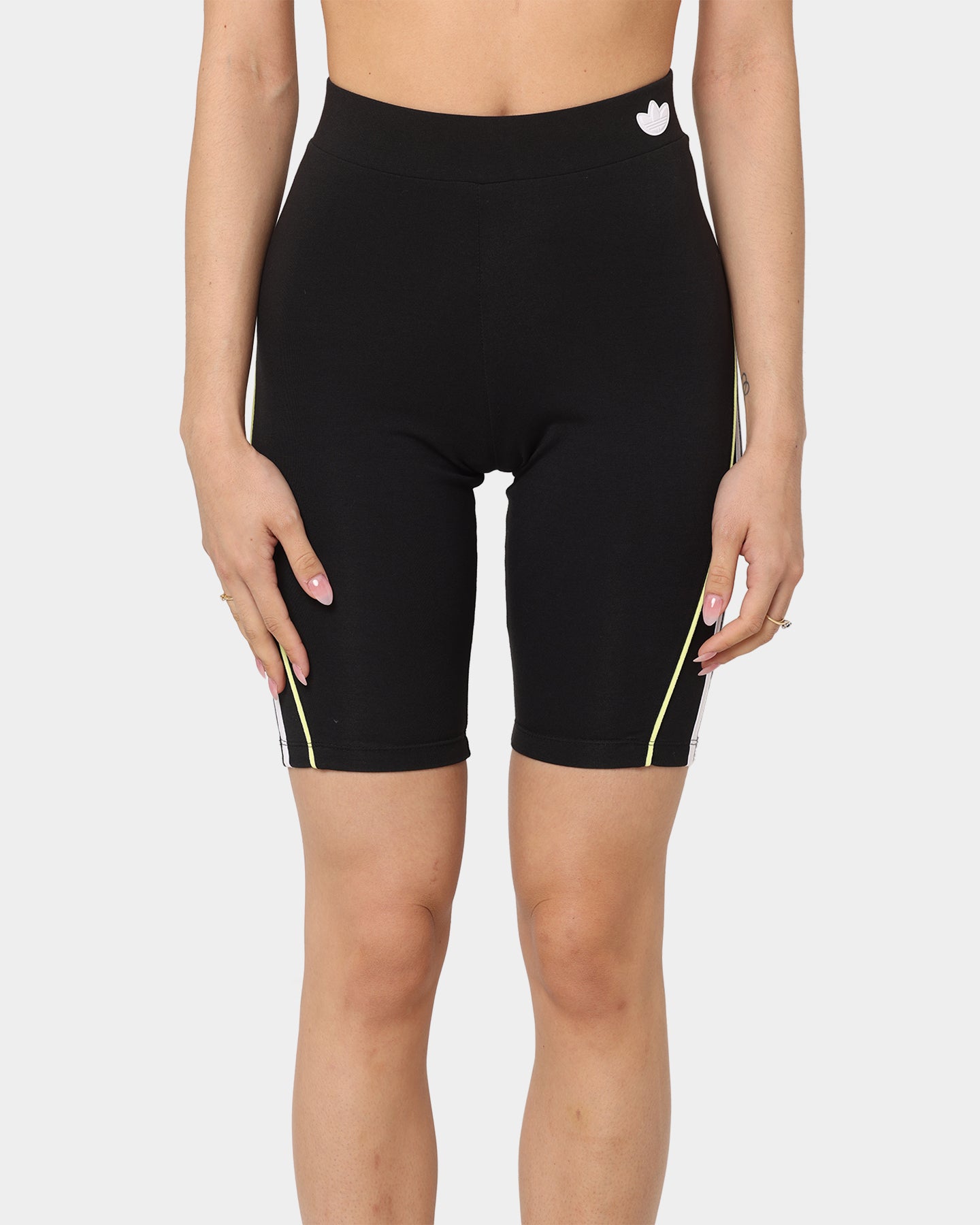 Adidas Women's High Waist Contrast Bike Shorts - Black - Workout, Running, Yoga & Gym Activewear
