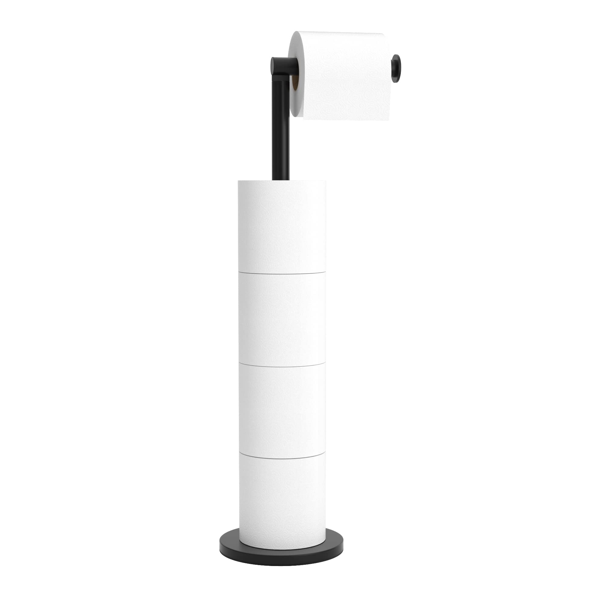 Stainless Steel Free Standing Toilet Paper Holder - Foldable Bathroom Tissue Roll Stand with Anti-Rust Base, Holds 5 Rolls - Perfect for Small Bathrooms, RVs & Guest Toilets