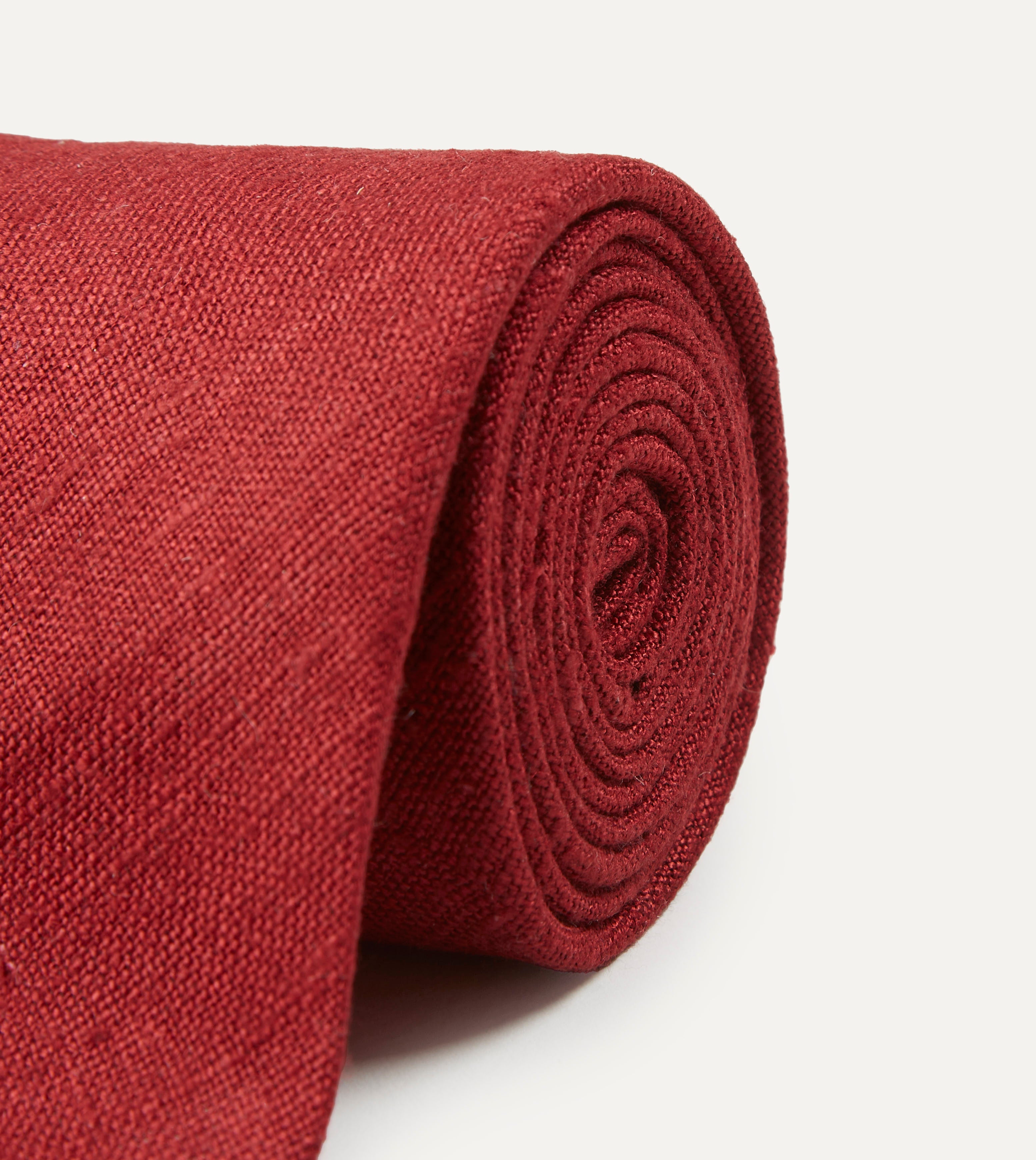Handmade Red Tussah Silk Tie - Premium Hand Rolled Necktie for Men - Perfect for Weddings, Business Meetings & Formal Occasions