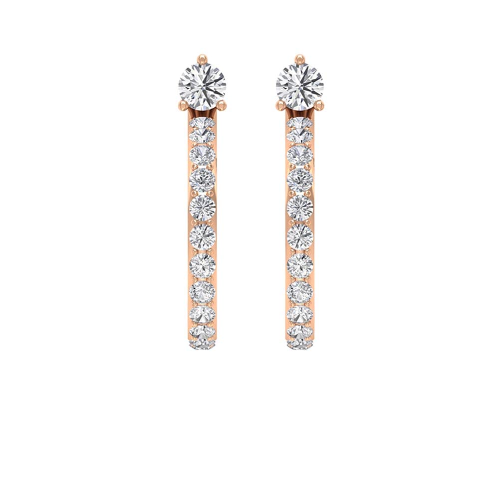 Rosec Jewels - 1/4 CT Round Diamond Hoop Earrings in 14K Solid Gold, April Birthstone Jewelry for Women | Perfect for Weddings, Anniversaries & Special Occasions