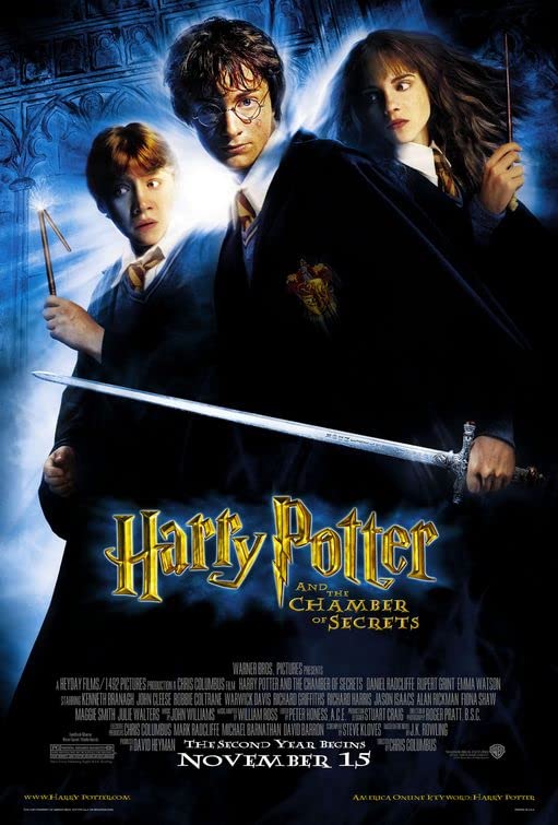 Authentic Original Harry Potter and the Chamber of Secrets (2002) Movie Poster - Double-Sided 27x40 Rolled - Daniel Radcliffe, Emma Watson - Perfect for Home Theater Decor, Harry Potter Fan Collection & Gift Idea