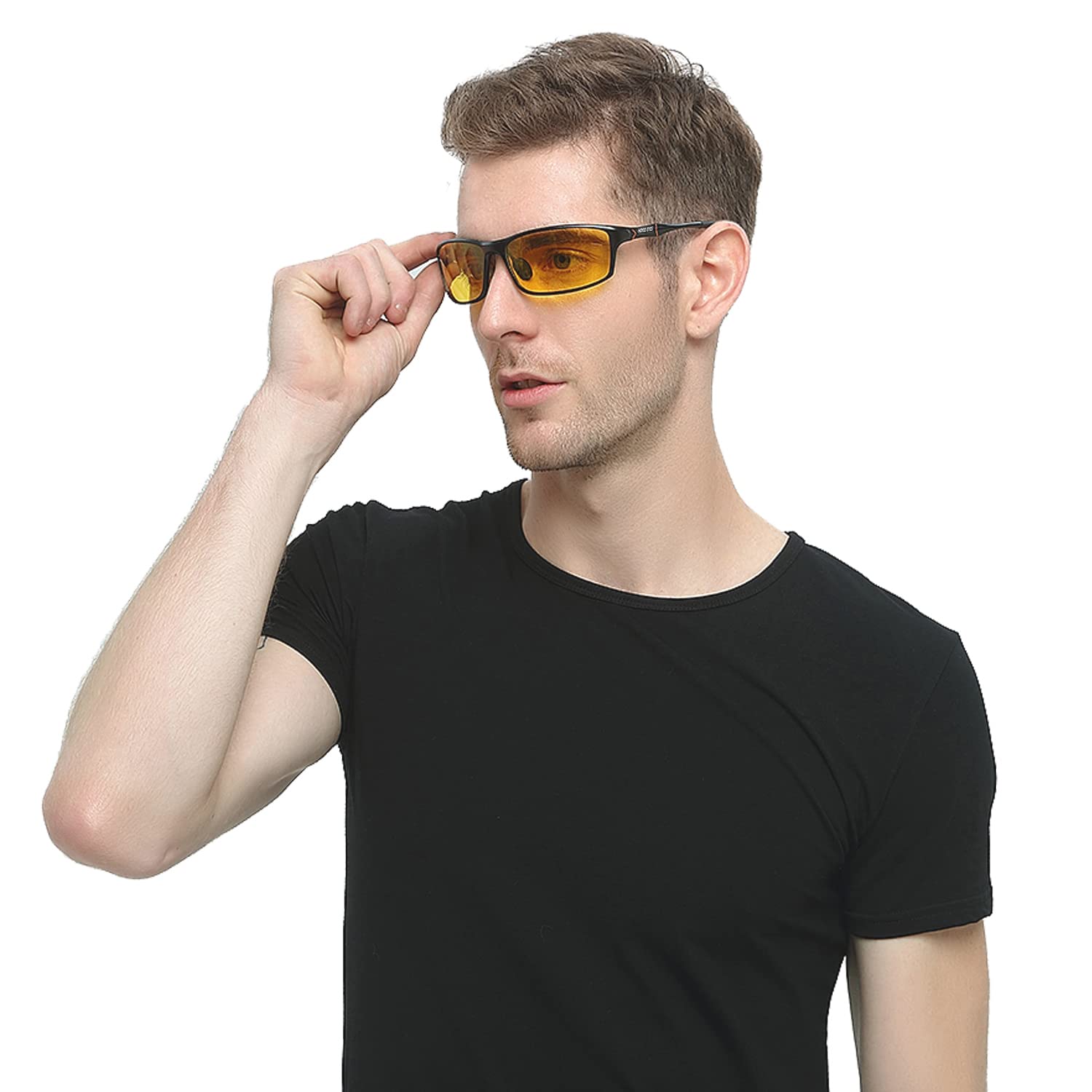 Night Driving Glasses for Men - Anti Glare Polarized Lenses for Night Vision & Reduced Blindness - Perfect for Safe Nighttime Driving & Low Light Conditions