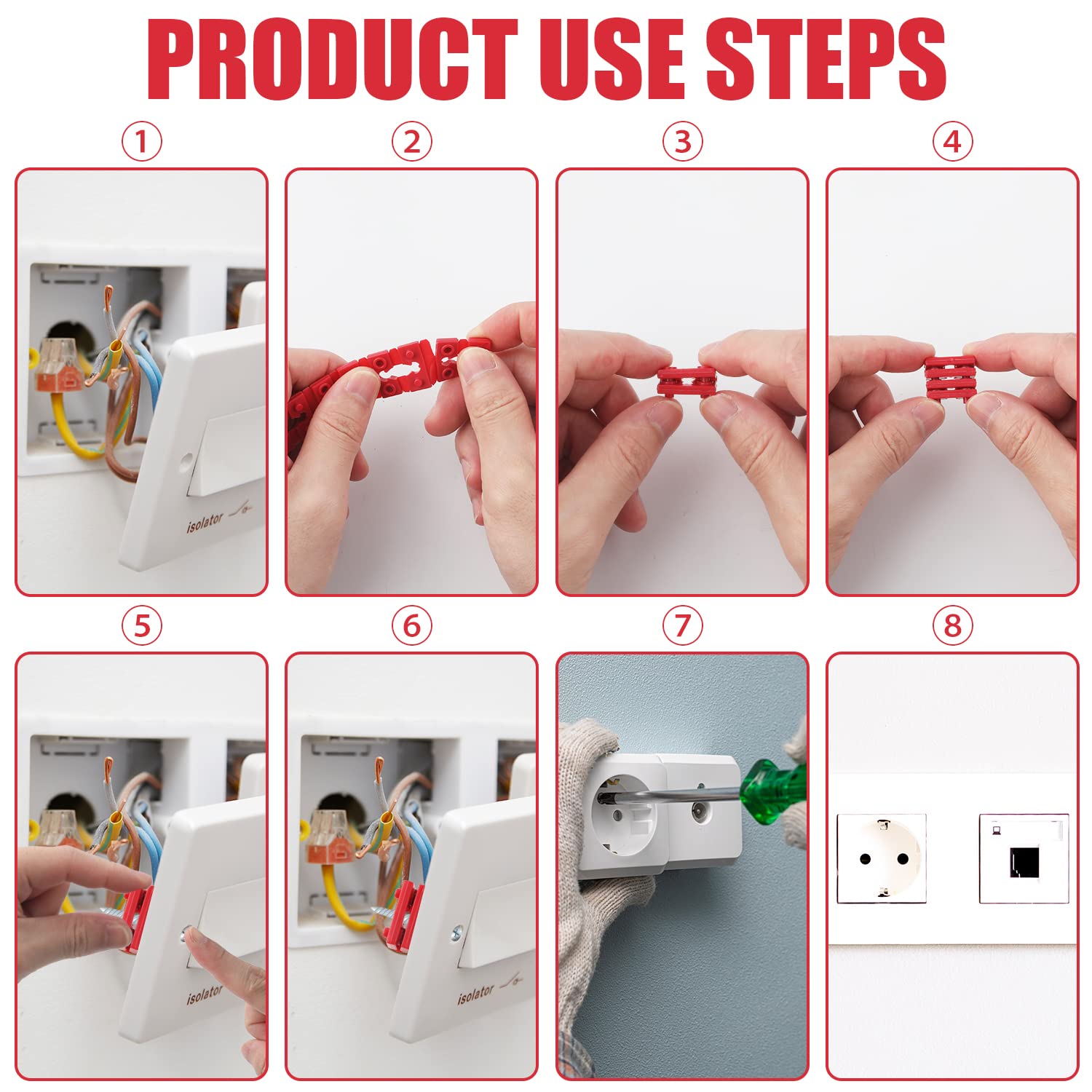 144pcs Red Outlet Spacers - Fix Loose Plugs & Switches for Electrical Boxes | DIY Home Repair