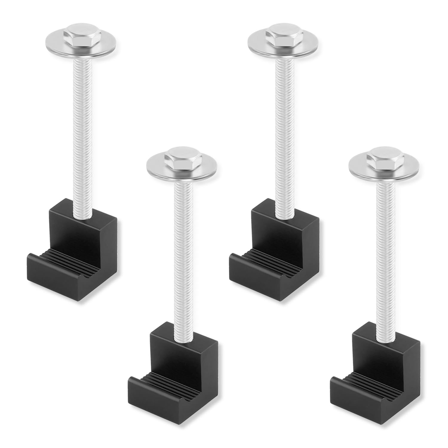 4PCS Aluminum Alloy Truck Tool Box Mounting Kit with J Hook Crossover Tie Downs - Universal Pickup Toolbox Rail Mounting Accessories for Securing Tool Boxes (Black) - Perfect for Pickup Trucks, Work Vans & Off-Road Vehicles