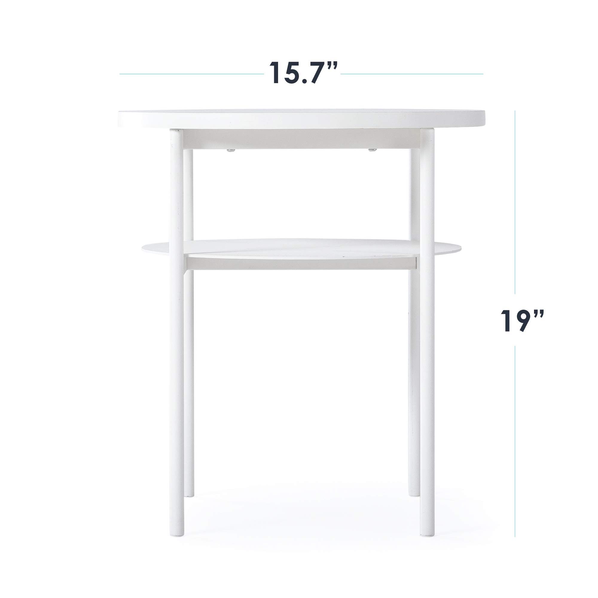 Mellow RNNS-WH Round Multipurpose End & Side Table - White - Perfect for Living Room, Bedroom, or Office Use