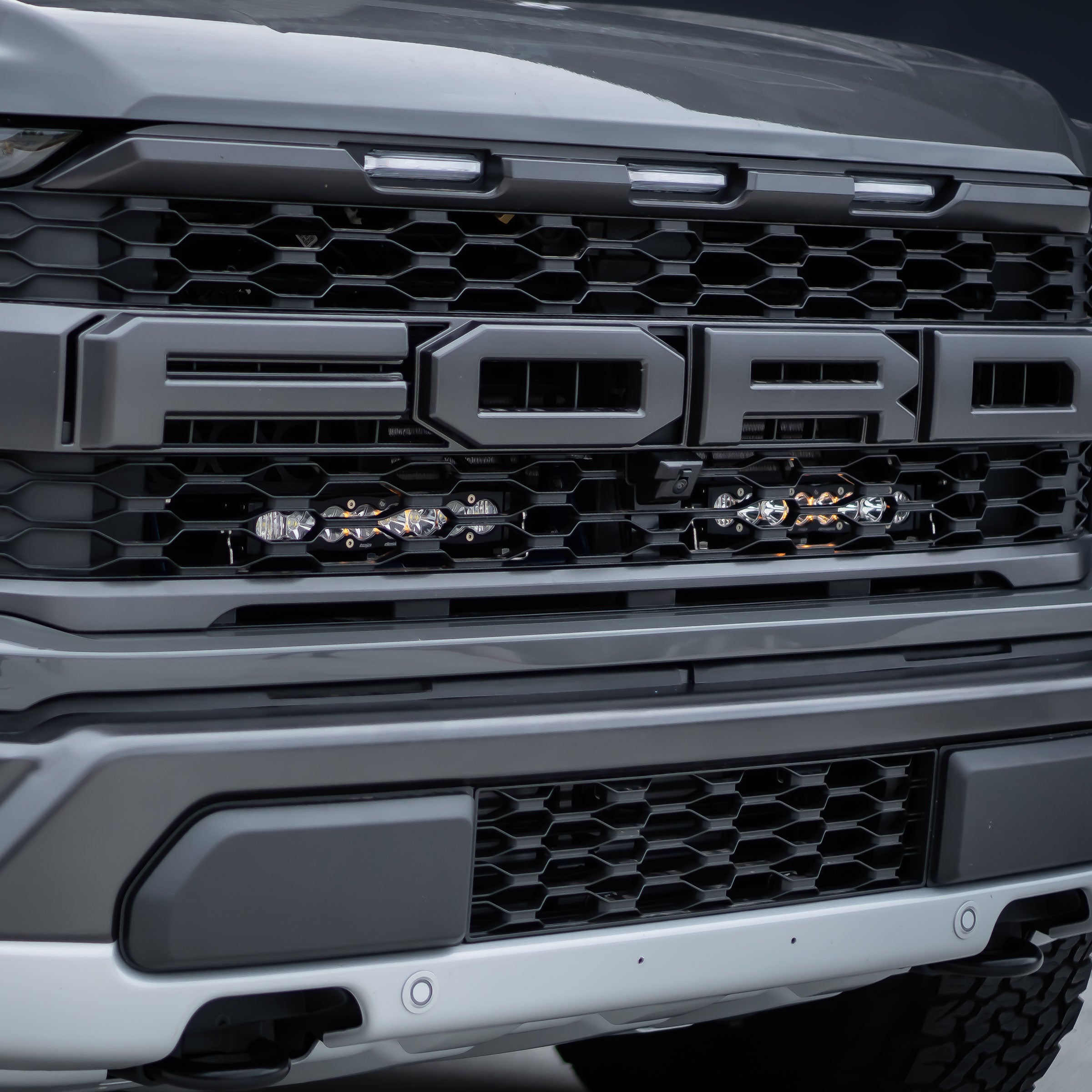 2021-2024 Ford Raptor Baja Designs S8 LED Light Bar Behind Grille Kit - Off-Road Driving & Night Adventure Lighting Upgrade