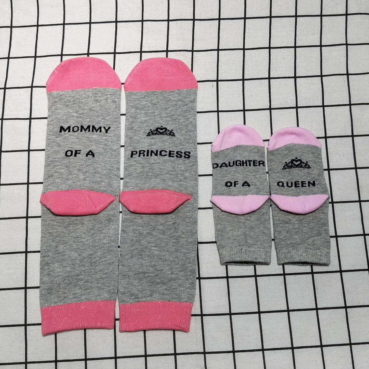 MBMSO Mother and Daughter Matching Socks - Mommy of a Princess & Daughter of a Queen - Cute Family Socks for Mother's Day, Birthday Gifts & Matching Outfits