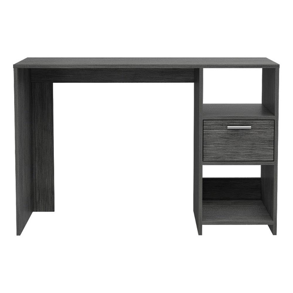 Arlington Computer Desk with Drawer, 2 Open Storage Shelves & Sturdy Legs - Smokey Oak Finish for Home Office, Study Room & Small Spaces