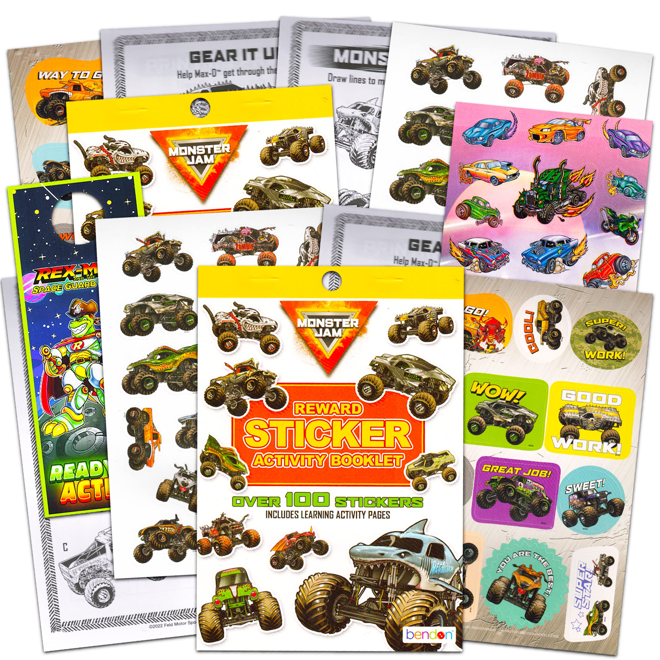 600-Piece Monster Jam Stickers for Kids - Assorted Monster Truck & Race Car Party Favors (16 Sheets) - Perfect for Birthday Parties, School Rewards & Scrapbooking