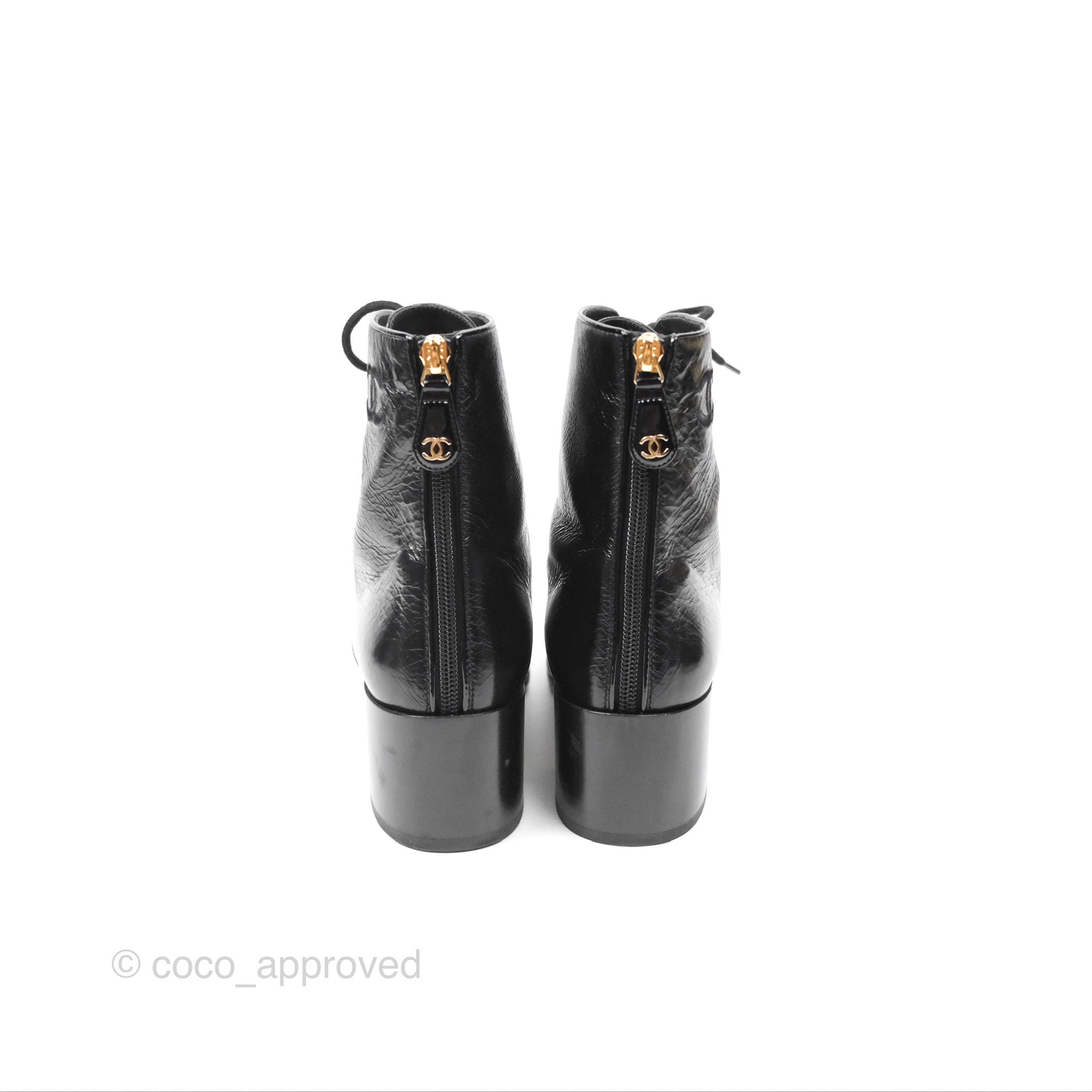 Chanel CC Calfskin Short Boots Black Size 39 Women's Luxury Ankle Boots for Fall Winter Fashion & Casual Outfits