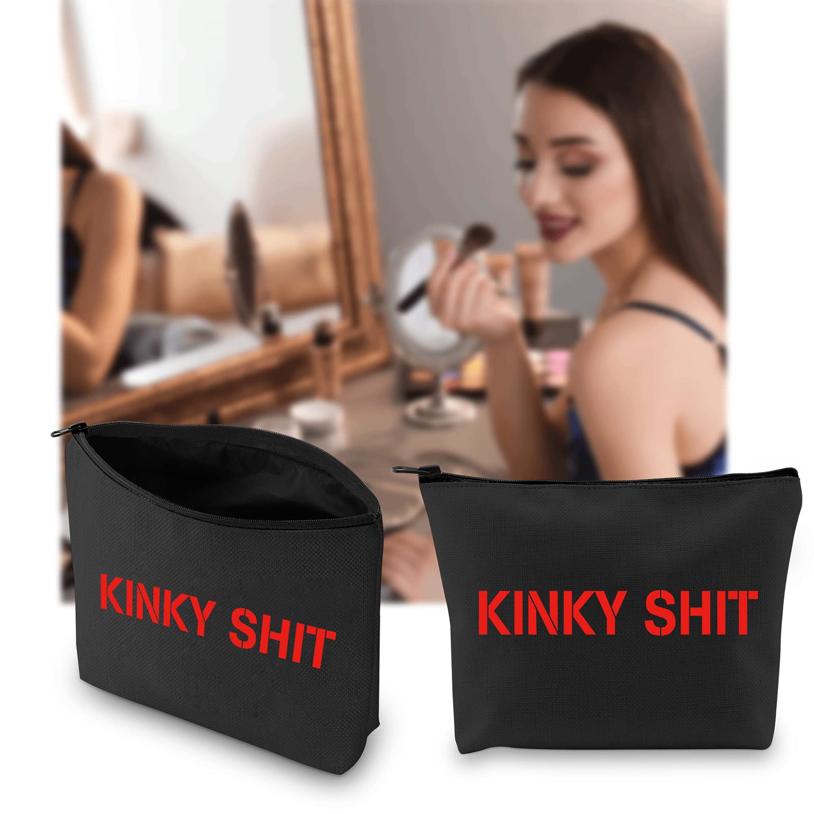 Kinky Storage Bag for Toiletries - Waterproof Travel Cosmetic Organizer (Black/Red) | Perfect for Travel, Gym & Bathroom Organization