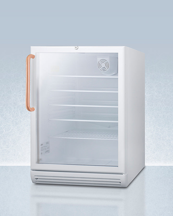 Accucold 24-Inch Wide Built-In Beverage Refrigerator with Antimicrobial Pure Copper Handle - ADA Compliant - SCR600GLBITBCADA - Perfect for Home Bars, Offices, and Entertaining Spaces