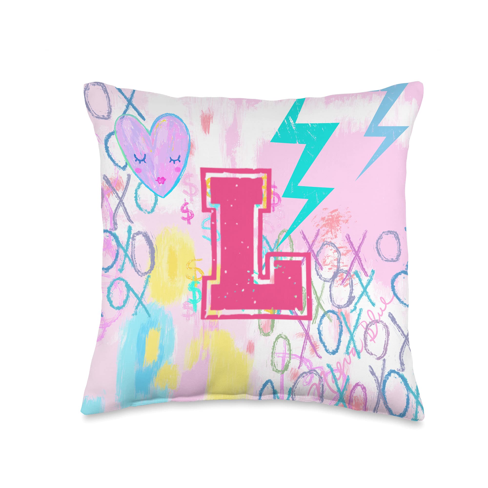 Preppy Art Letter L Initial Aesthetic Throw Pillow - Decorative Cushion for Sofa, Bed & Dorm Room - Perfect Gift for Preppy Style Lovers
