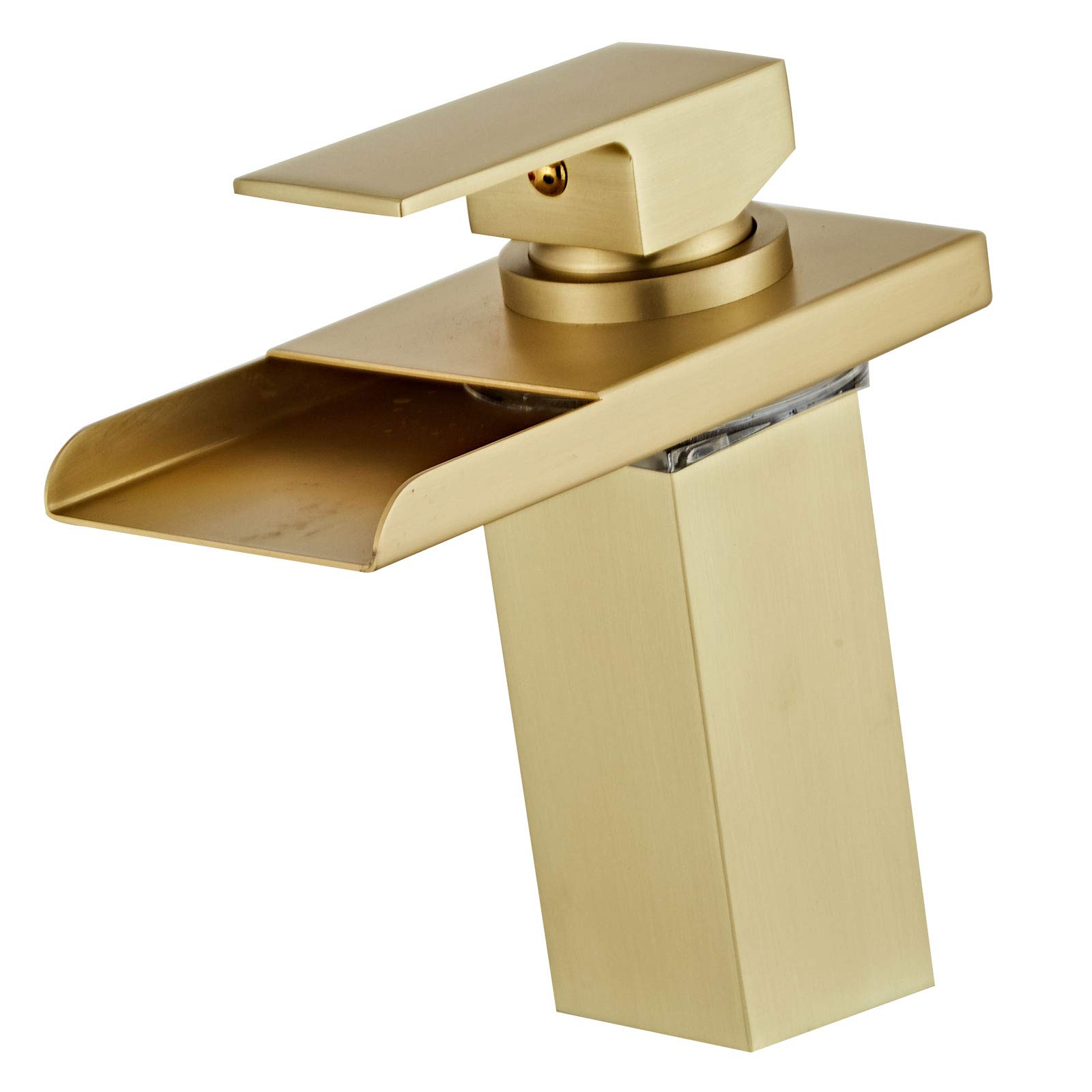 Matte Gold LED Waterfall Bathroom Faucet - Single Hole Sink Tap for Commercial Use